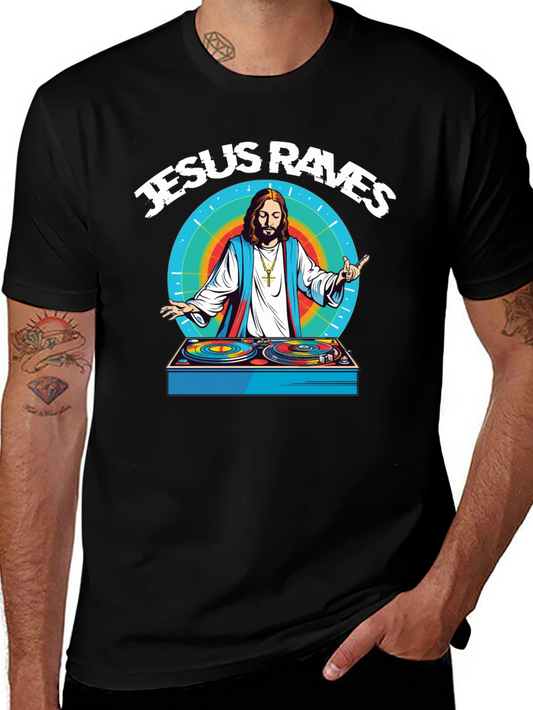 Jesus Raves Graphic T-Shirt - Black