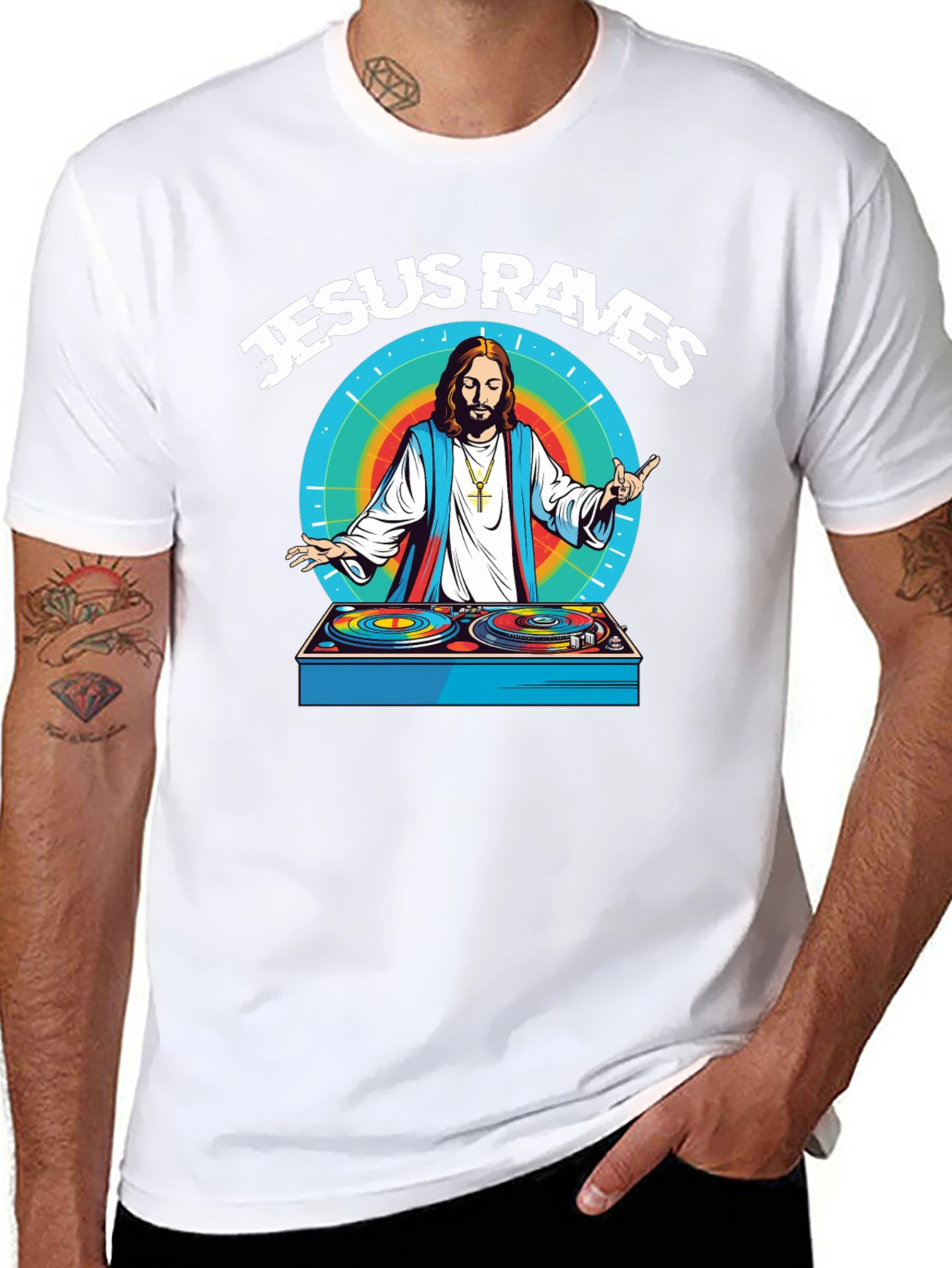 Jesus Raves Graphic T-Shirt - Black