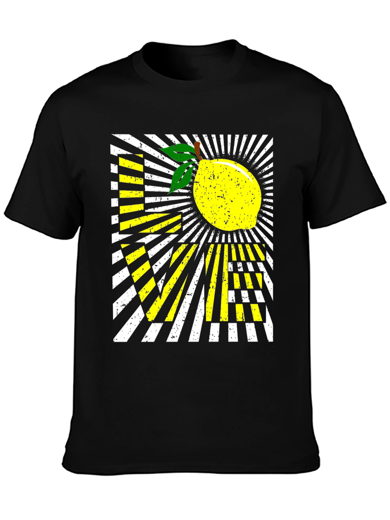 Lemon Graphic Tee - Modern Striped Design