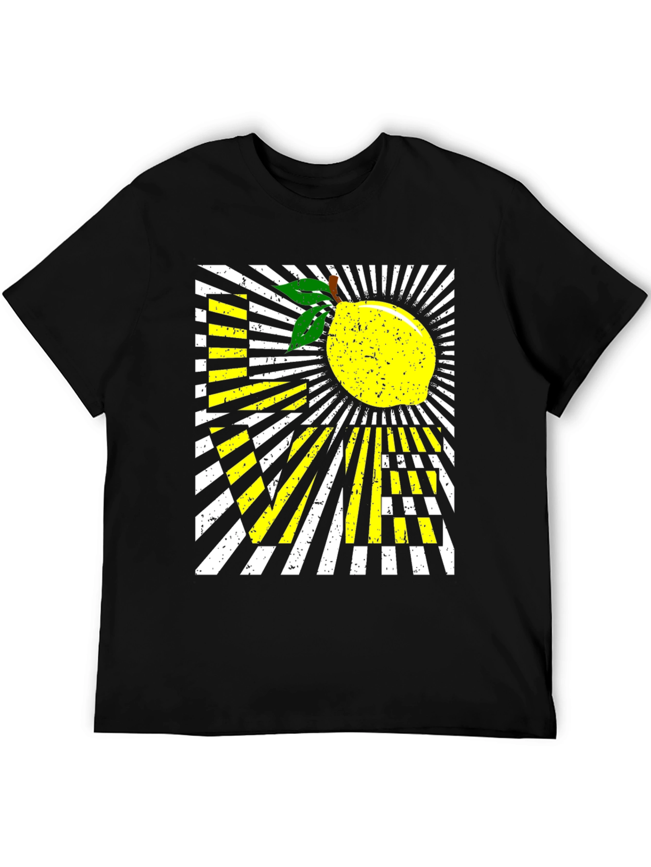 Lemon Graphic Tee - Modern Striped Design