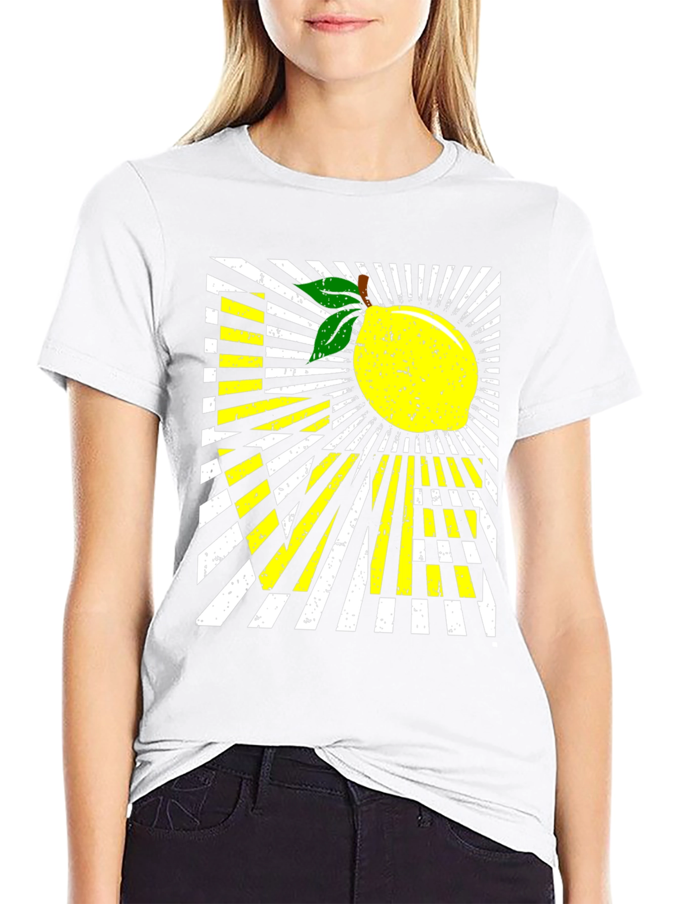 Lemon Graphic Tee - Modern Striped Design