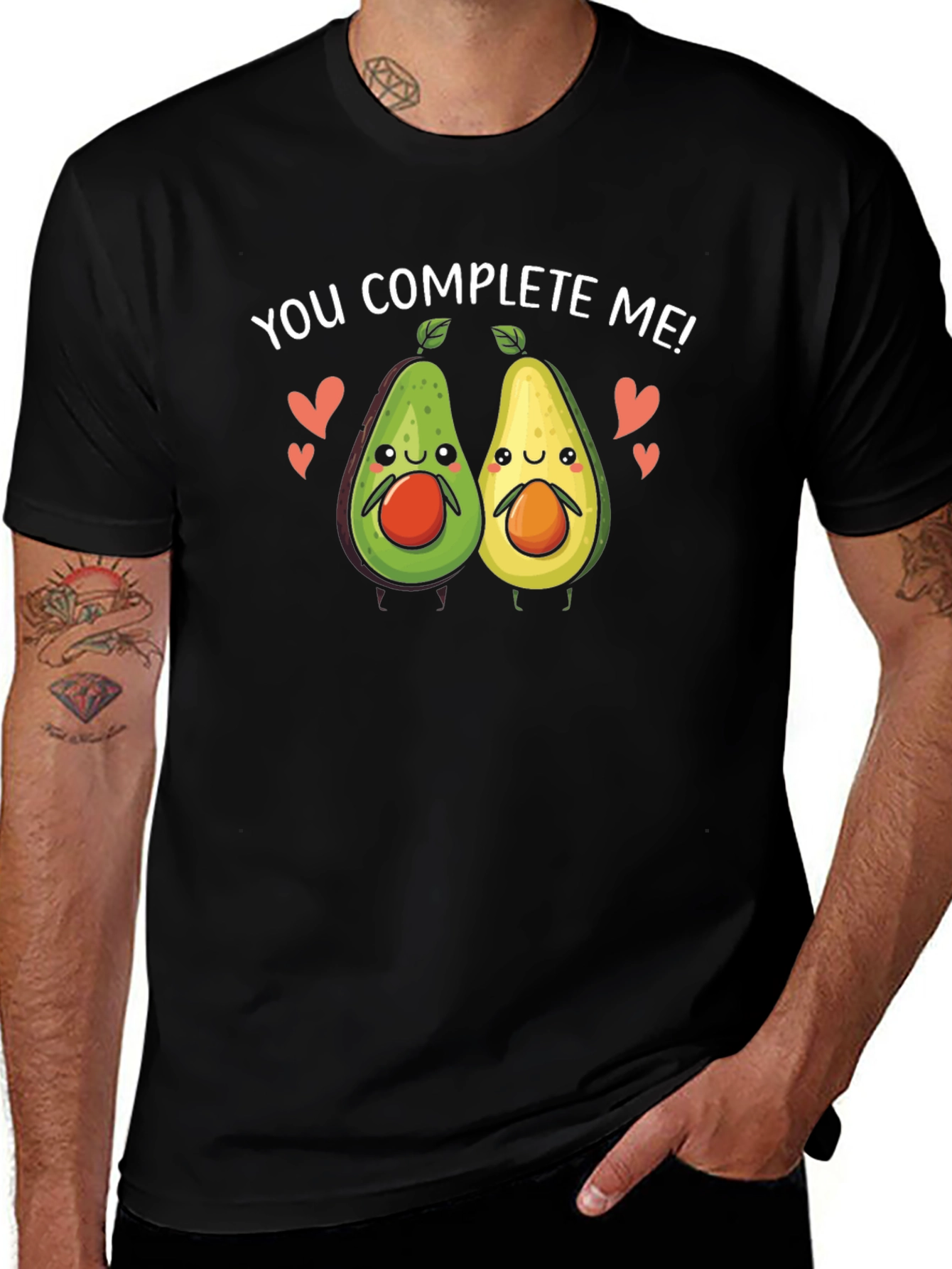 You Complete Me Avocado Couple Black T-Shirt