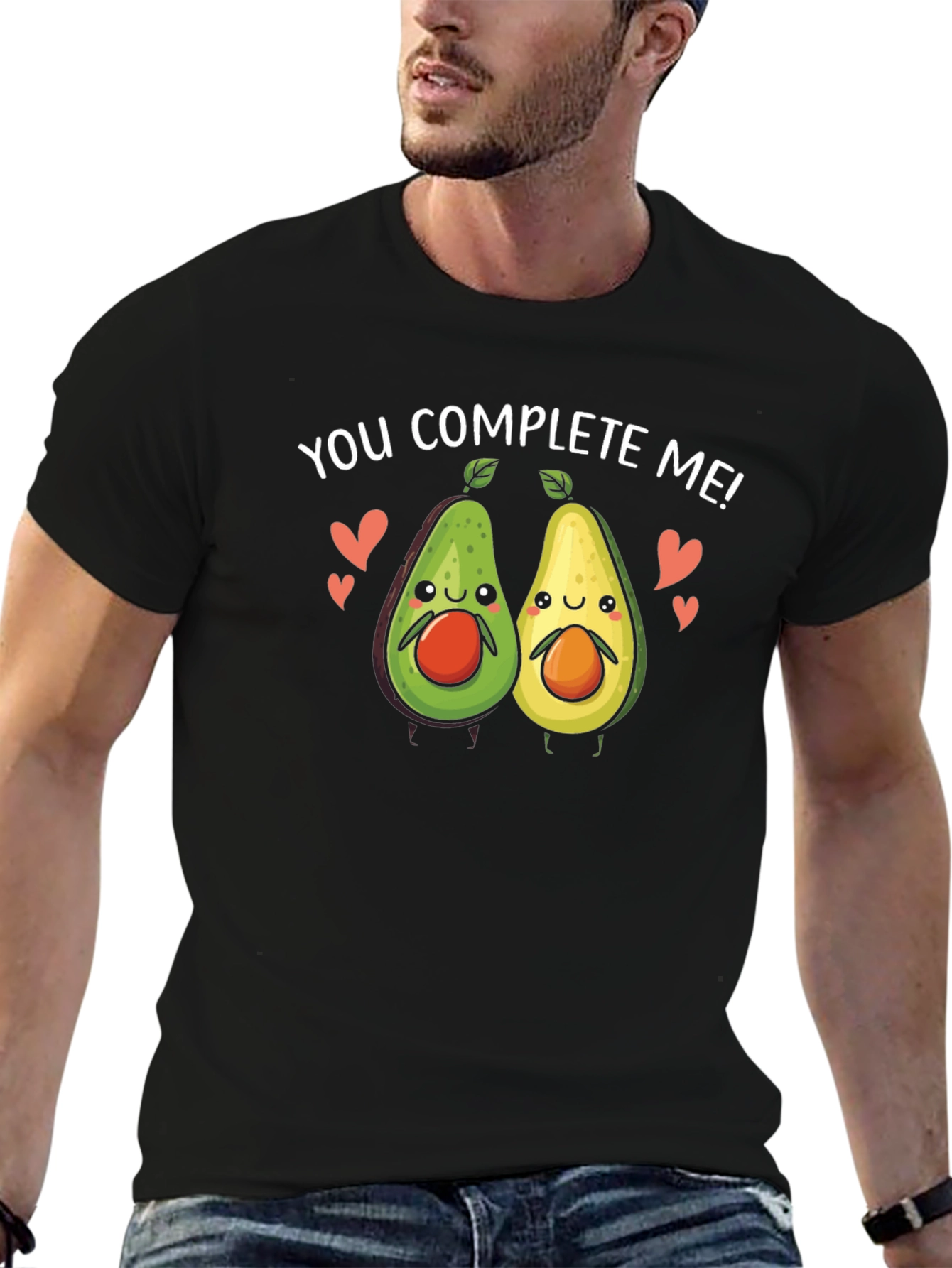 You Complete Me Avocado Couple Black T-Shirt