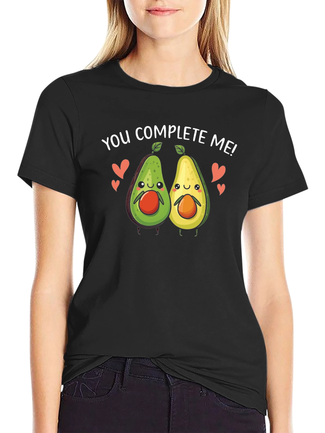 You Complete Me Avocado Couple Black T-Shirt