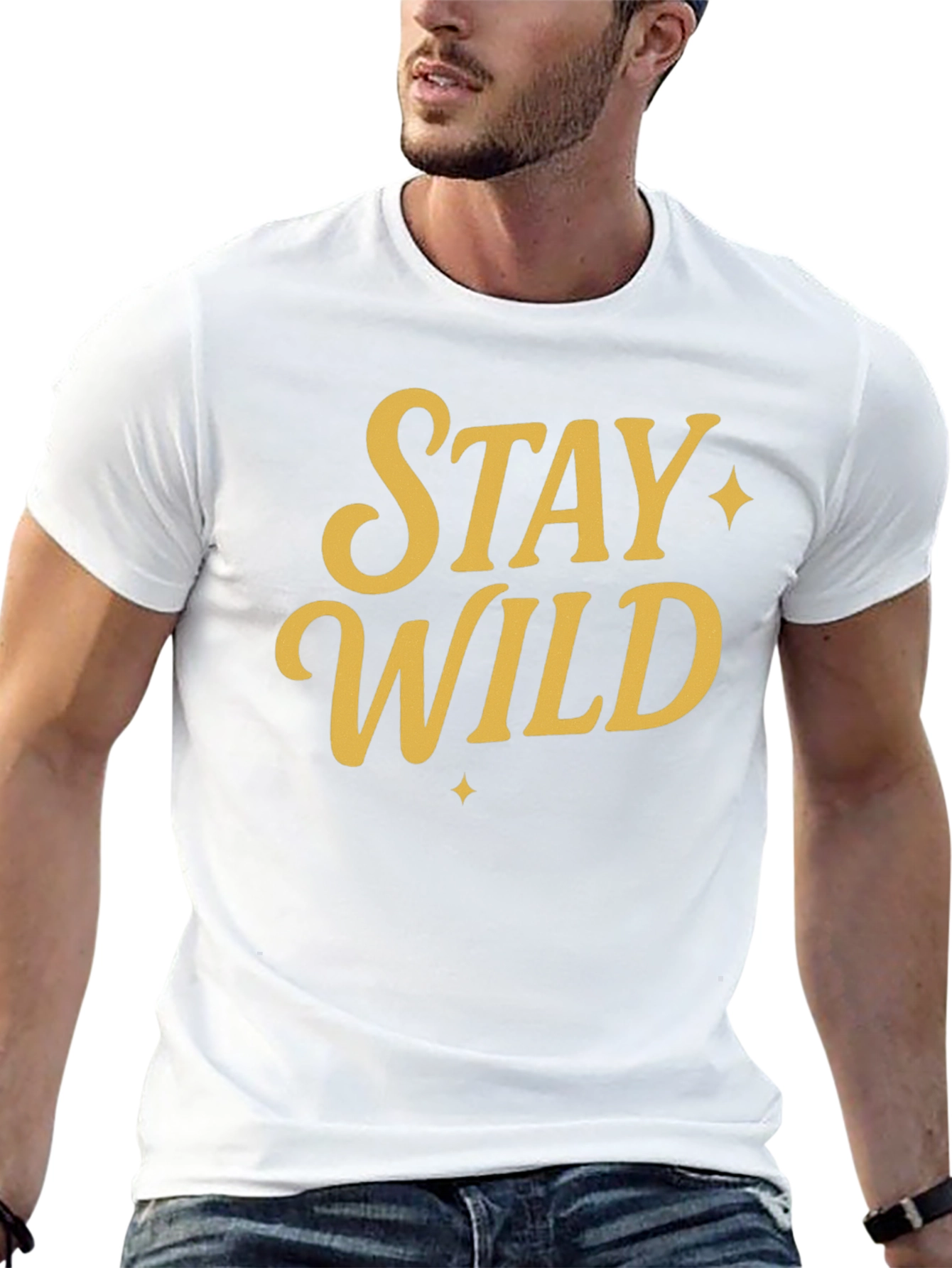 Stay Wild Graphic Tee - Black Cotton Shirt