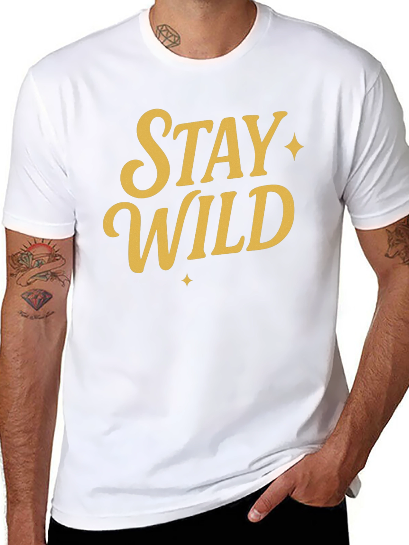 Stay Wild Graphic Tee - Black Cotton Shirt