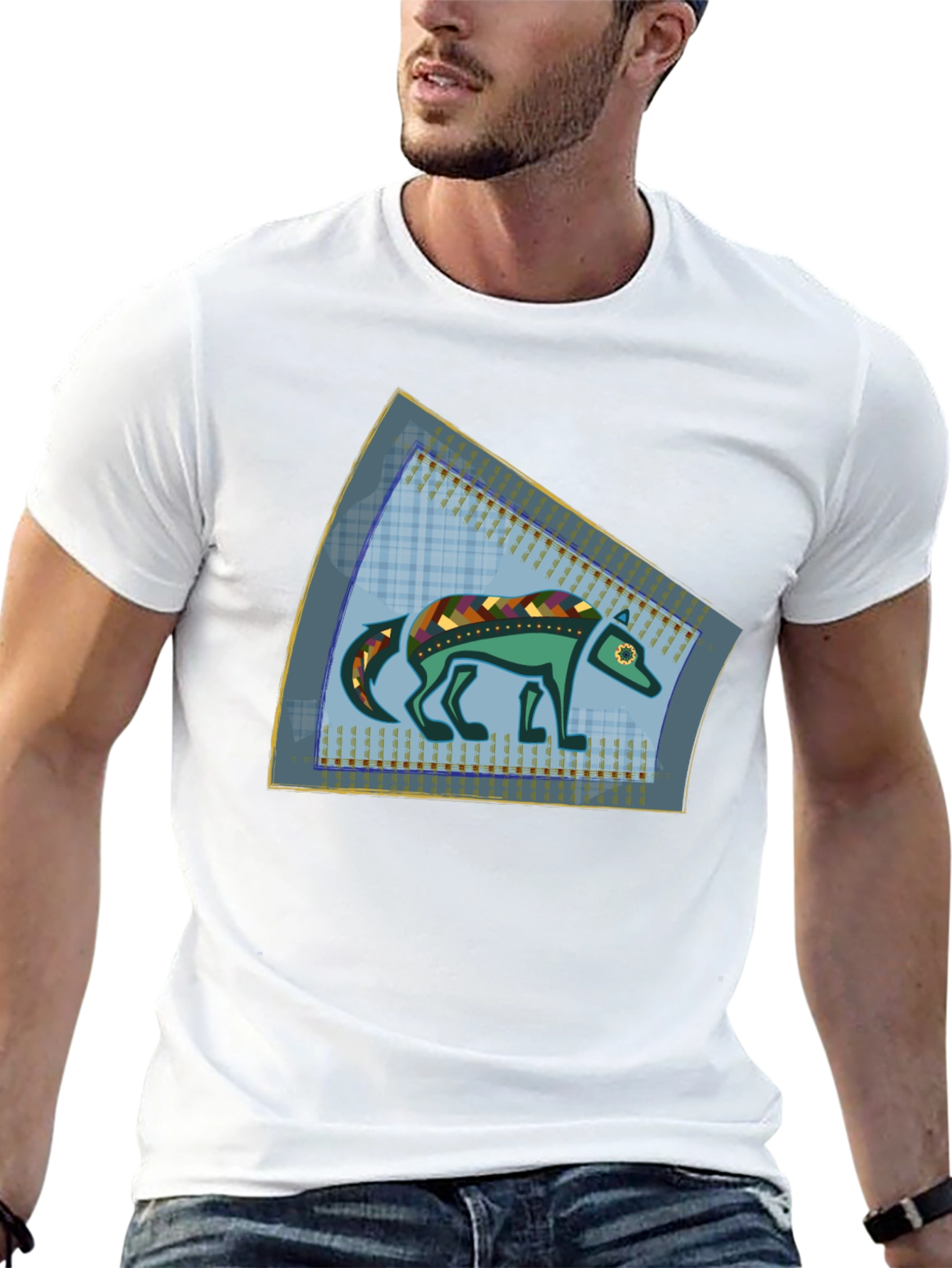 Stylized Wolf Graphic T-Shirt - Unique Design