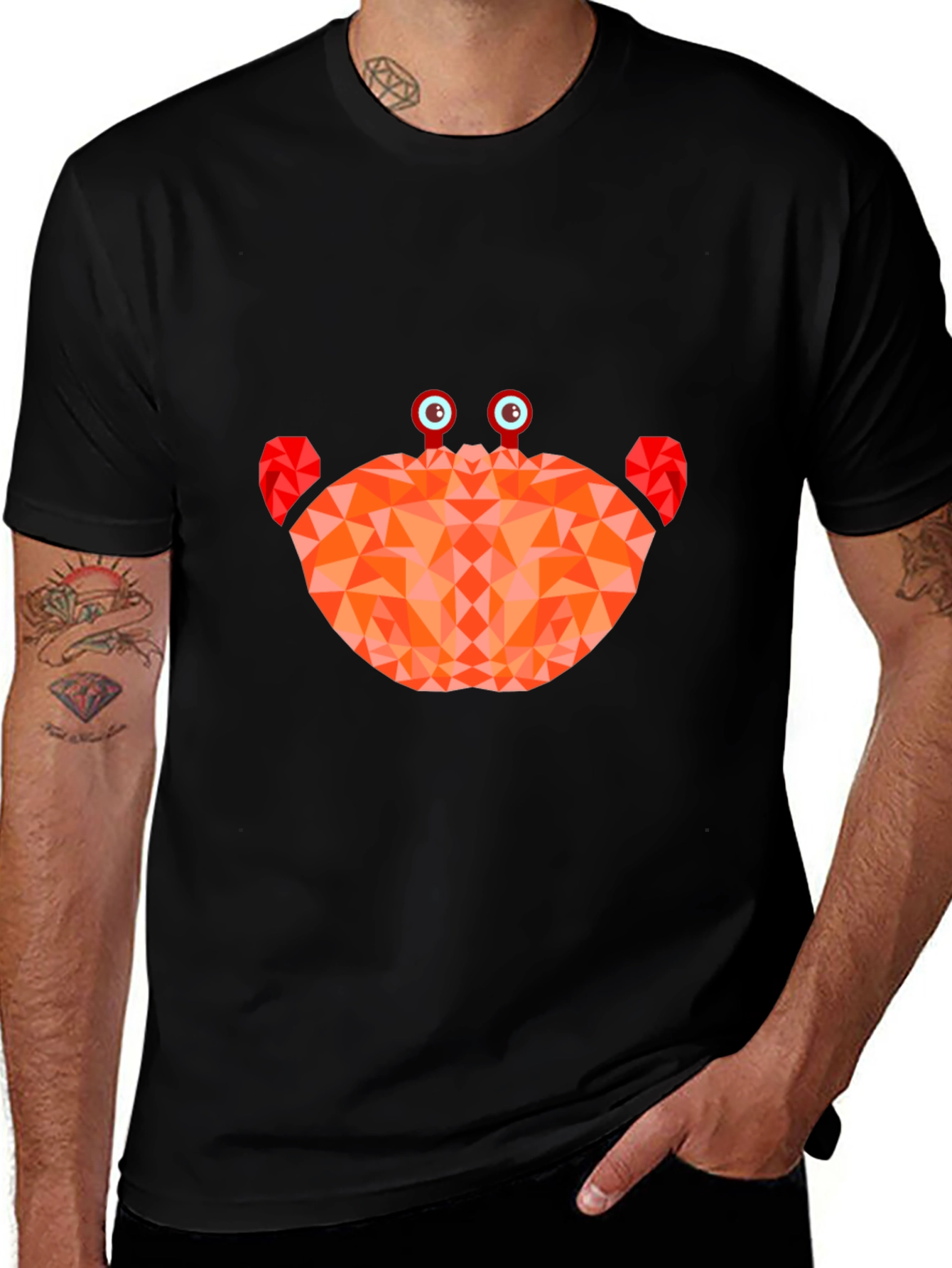 Geometric Crab Graphic Tee - Black