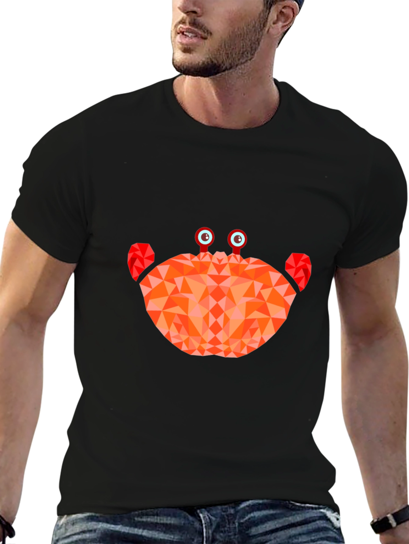 Geometric Crab Graphic Tee - Black