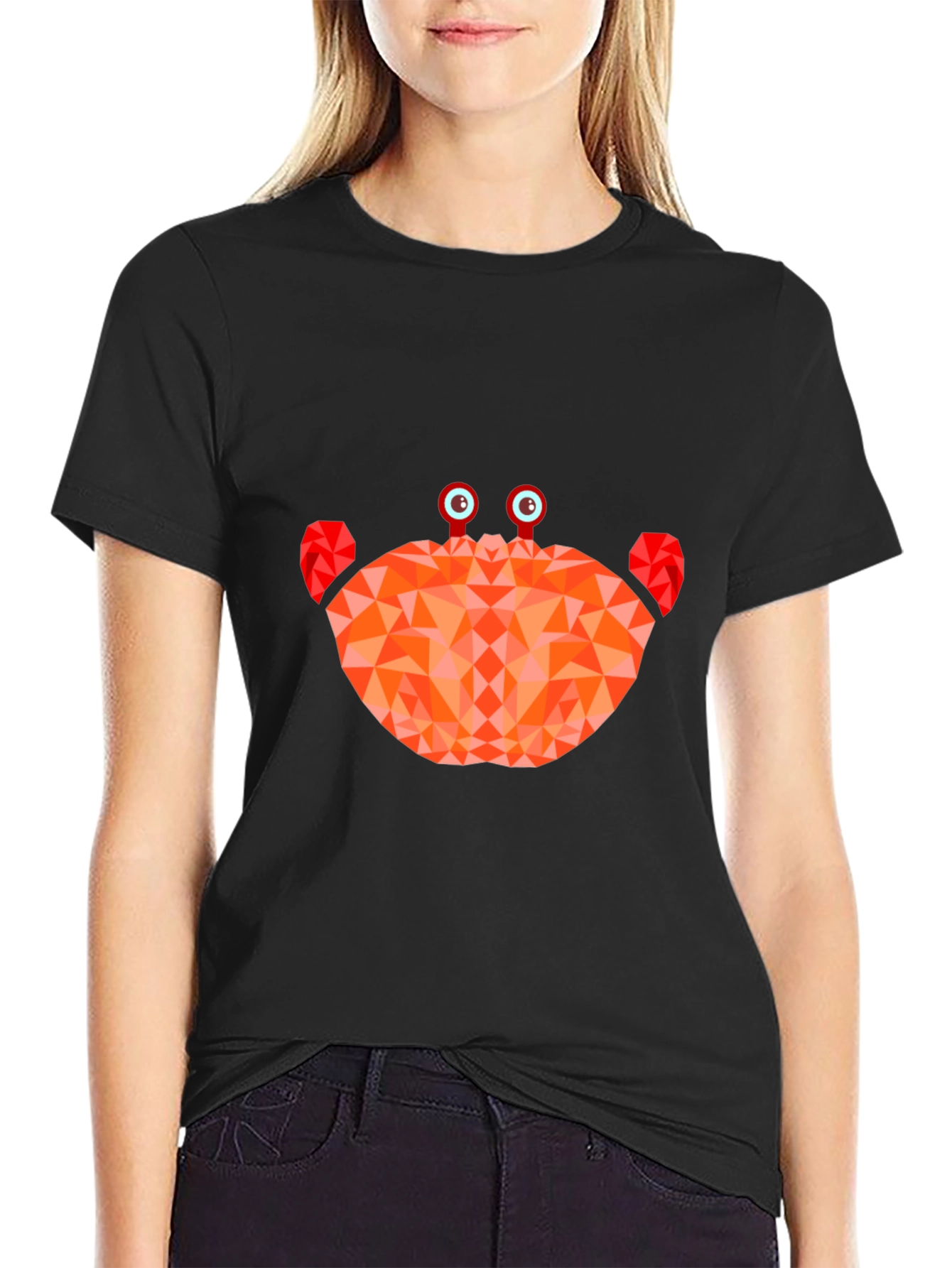 Geometric Crab Graphic Tee - Black