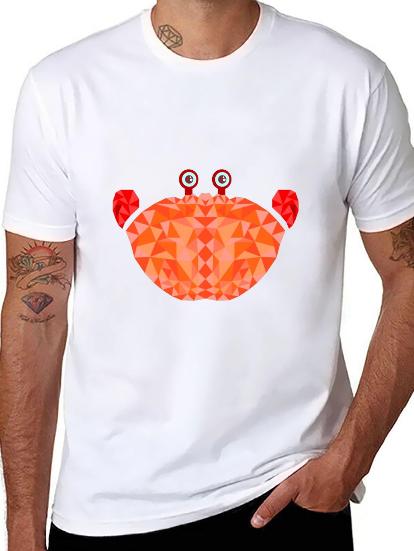 Geometric Crab Graphic Tee - Black