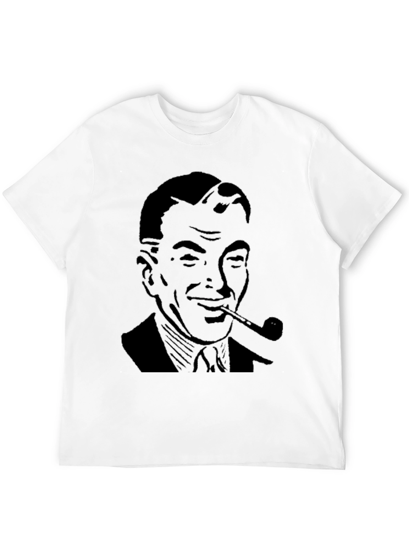 Retro Man with Pipe Graphic T-Shirt - Black
