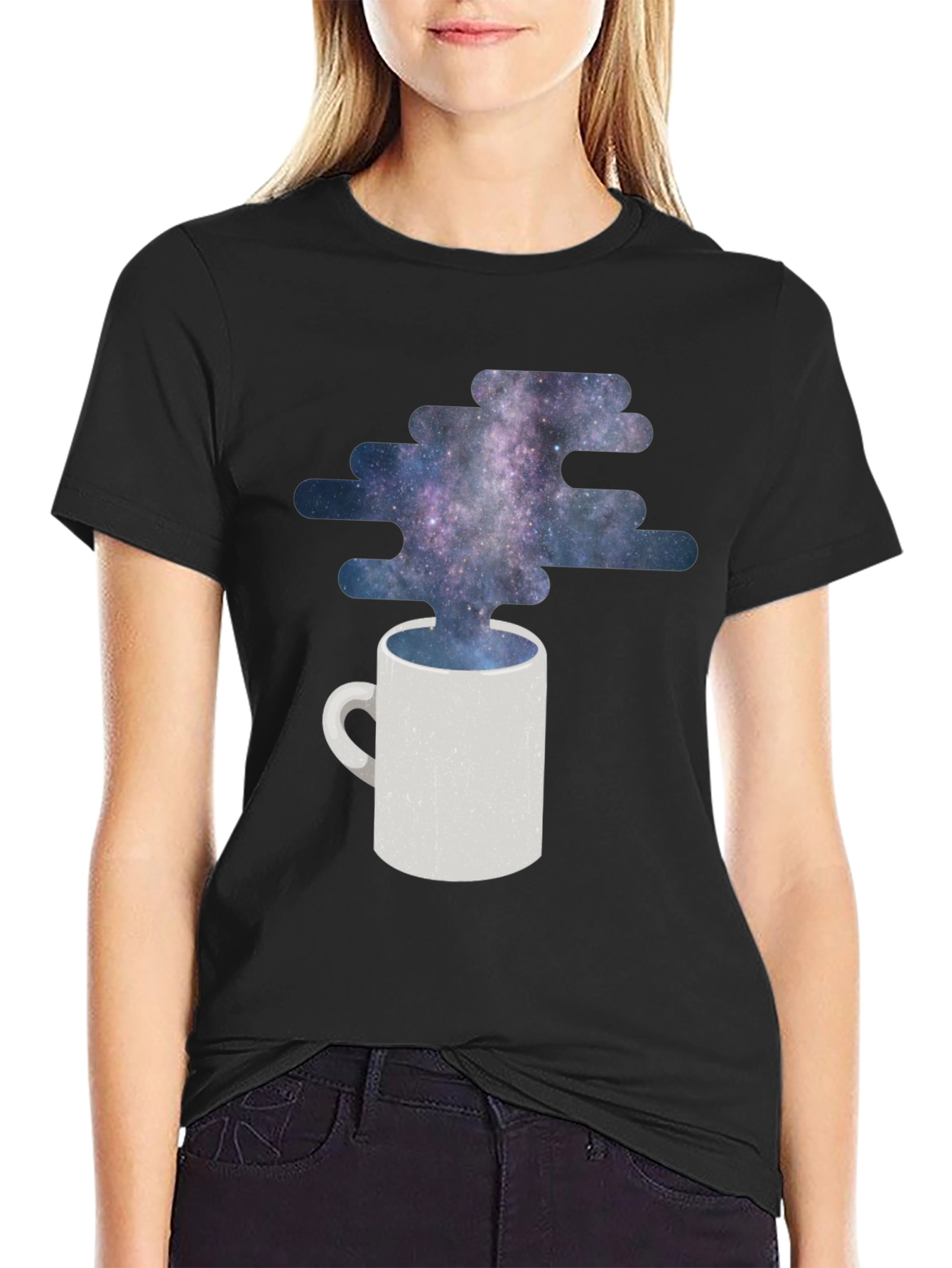 Cosmic Coffee T-Shirt - Galaxy Mug Design