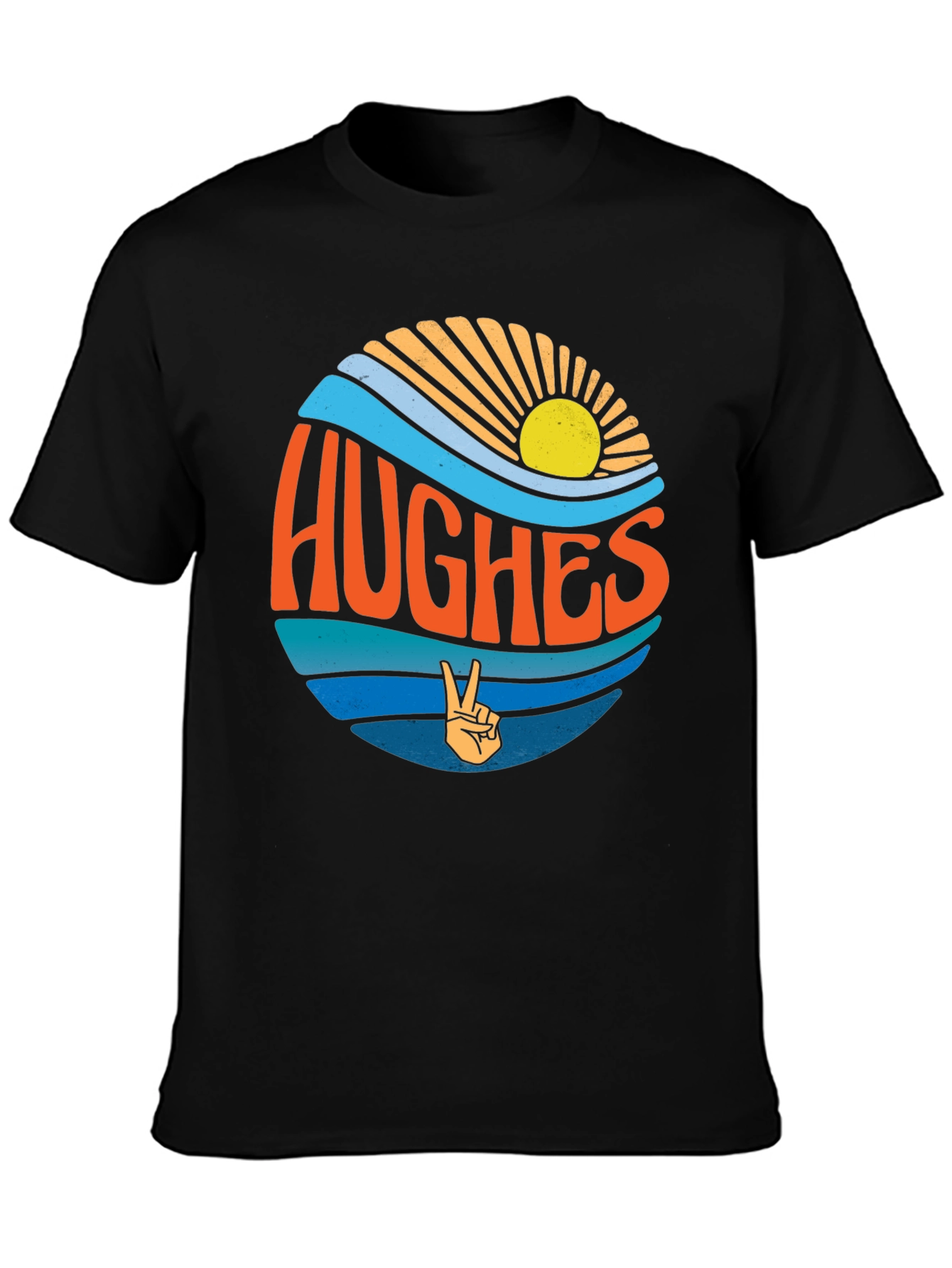Hughes Retro Surf T-Shirt - Black