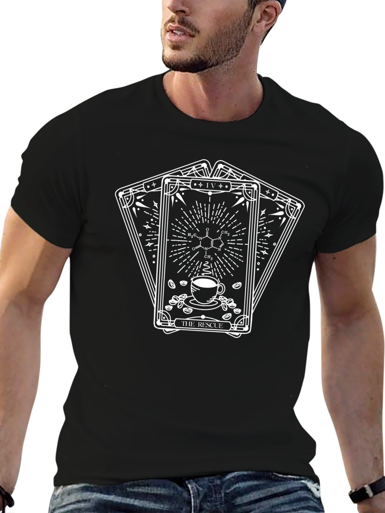 The Rescue Coffee Tarot Card Black T-Shirt