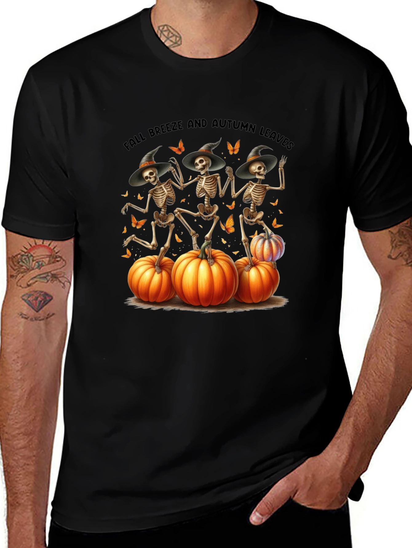 Halloween Skeleton & Pumpkins T-Shirt