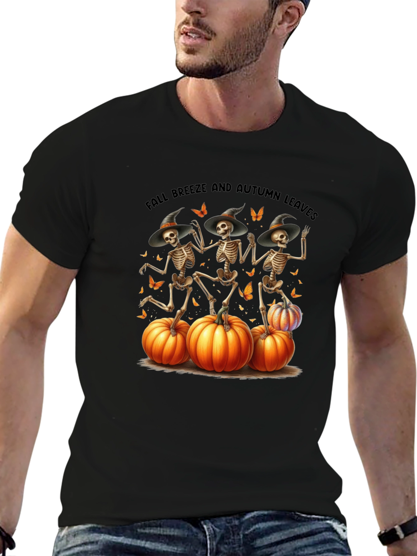Halloween Skeleton & Pumpkins T-Shirt