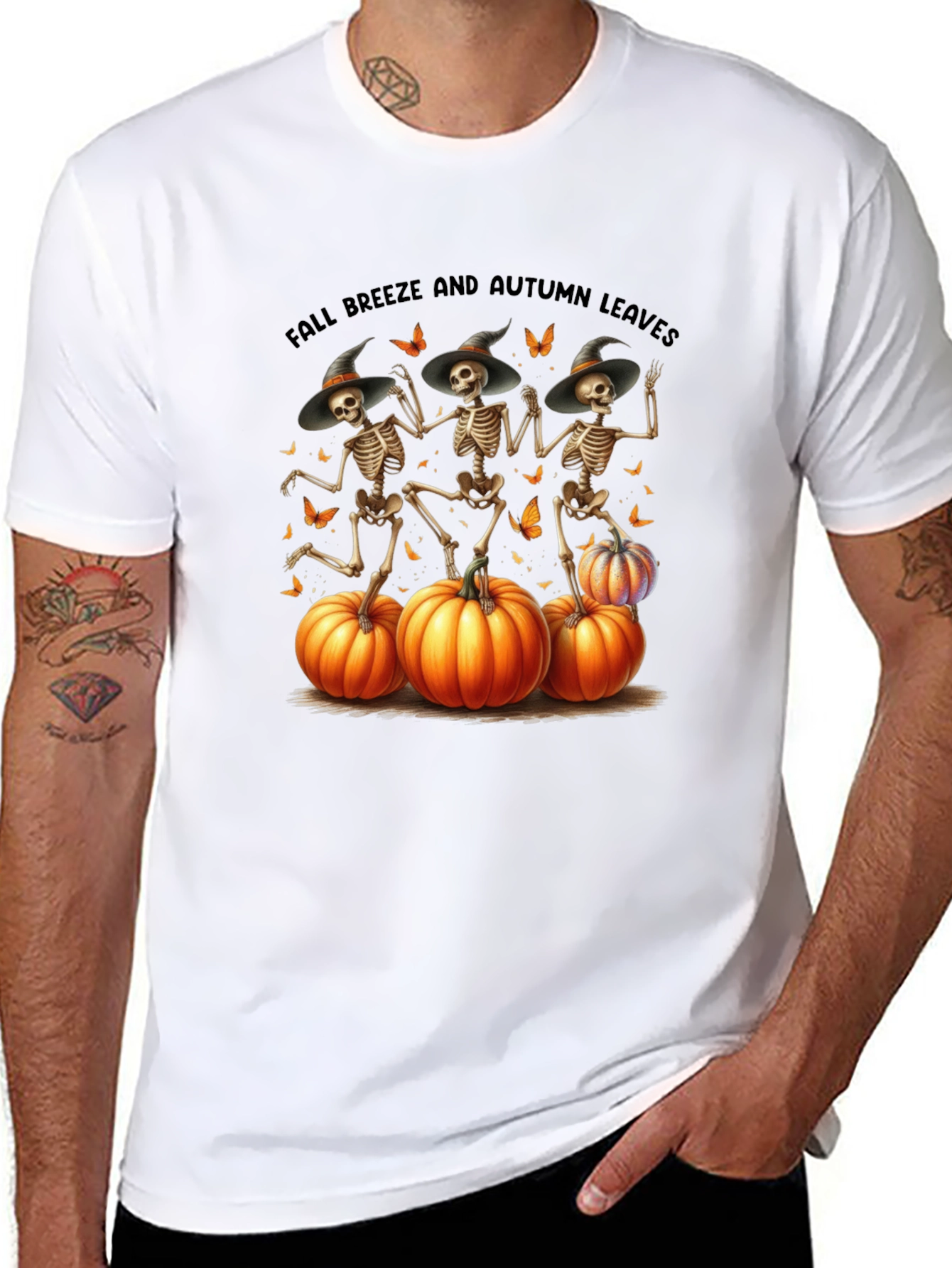 Halloween Skeleton & Pumpkins T-Shirt