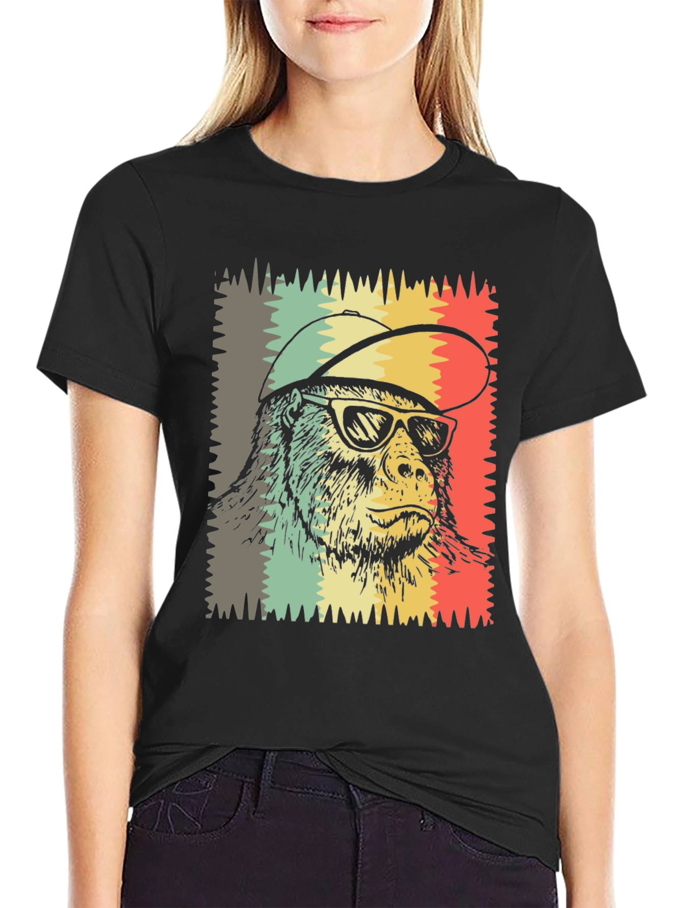 Cool Ape Graphic Tee - Retro Style Black T-Shirt