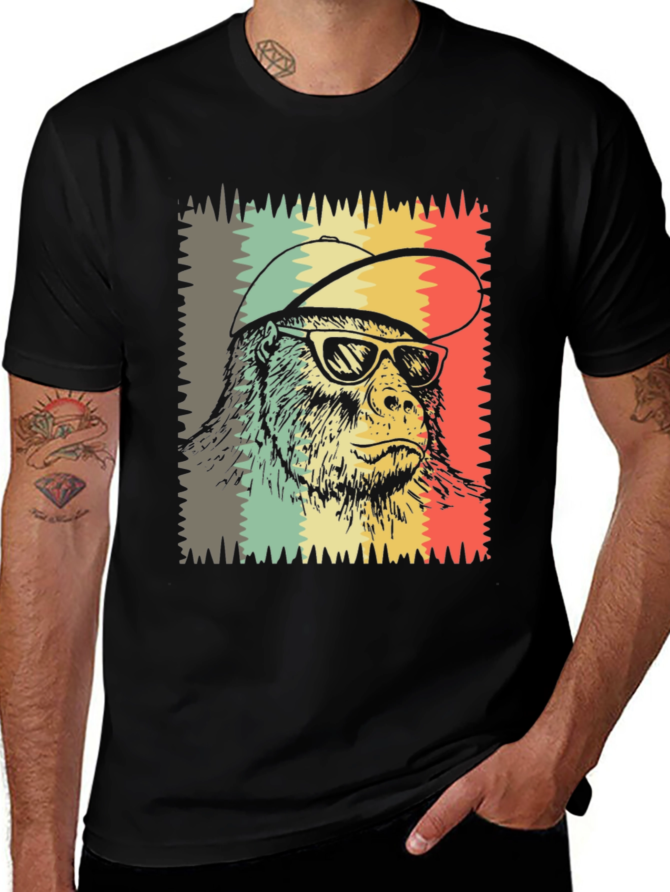 Cool Ape Graphic Tee - Retro Style Black T-Shirt