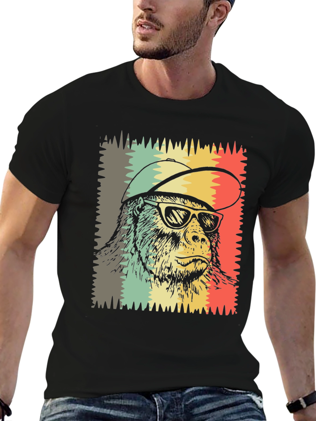 Cool Ape Graphic Tee - Retro Style Black T-Shirt