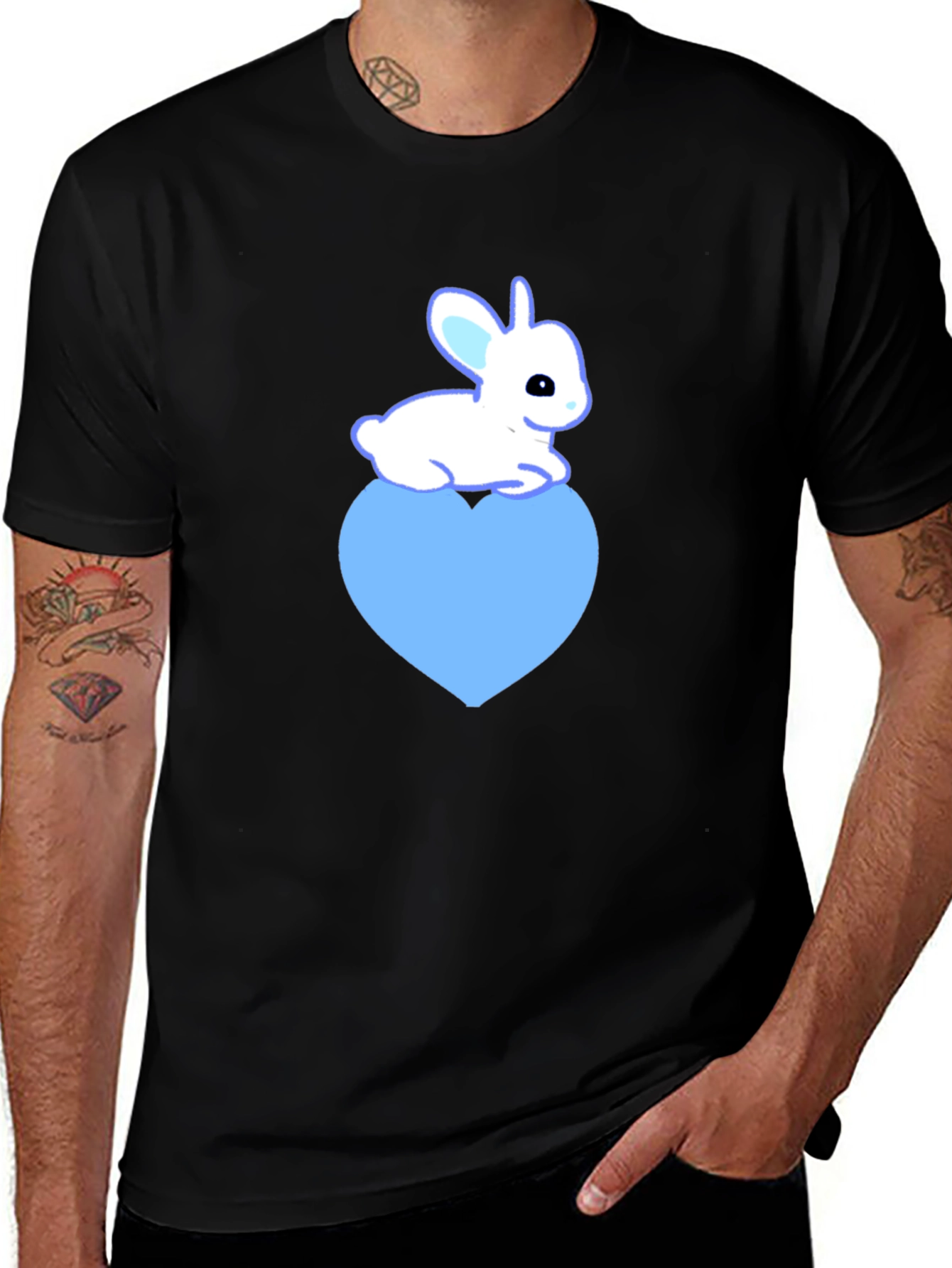 Cute Rabbit Heart Graphic Tee - Soft Cotton Blend