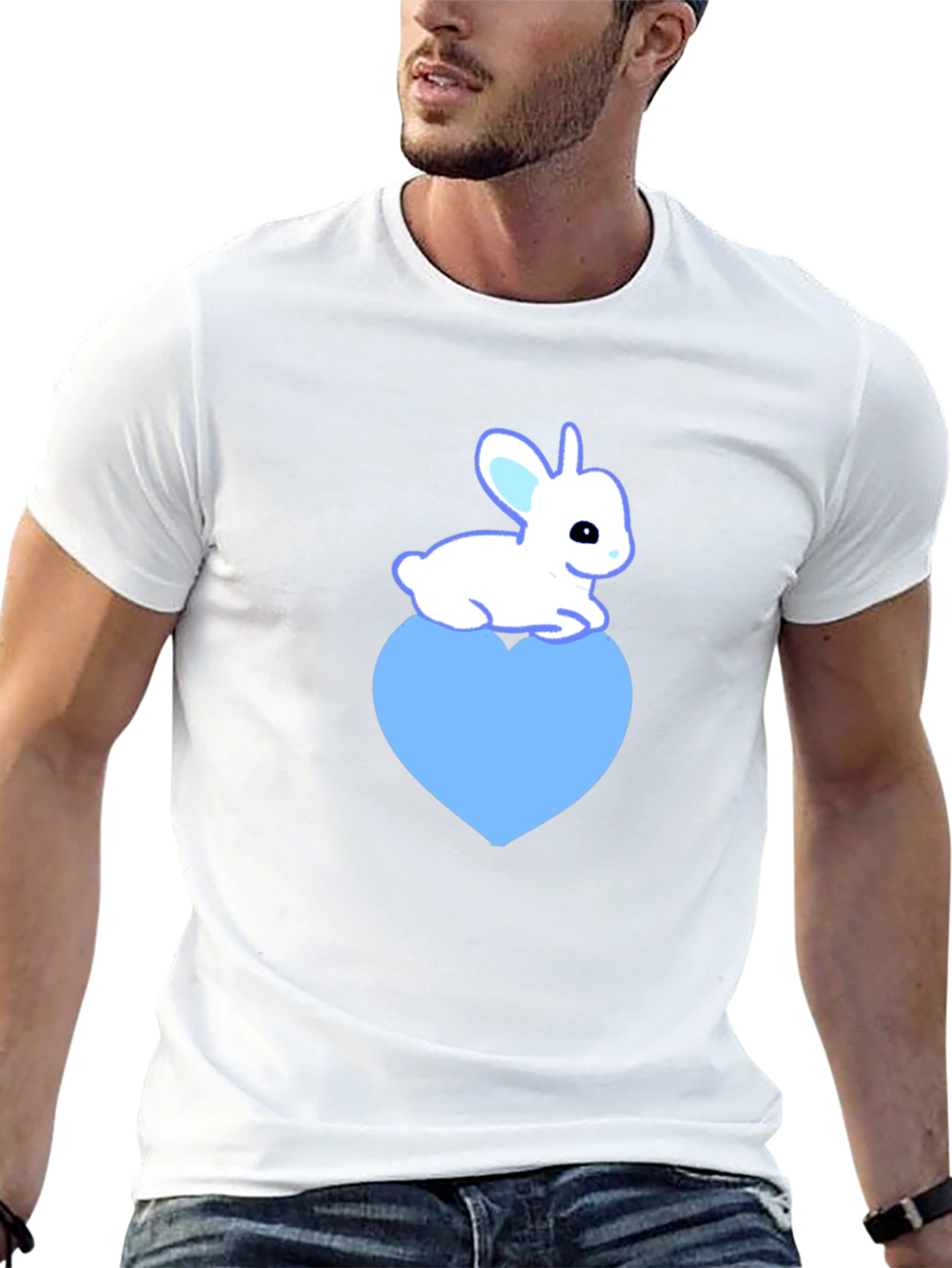 Cute Rabbit Heart Graphic Tee - Soft Cotton Blend