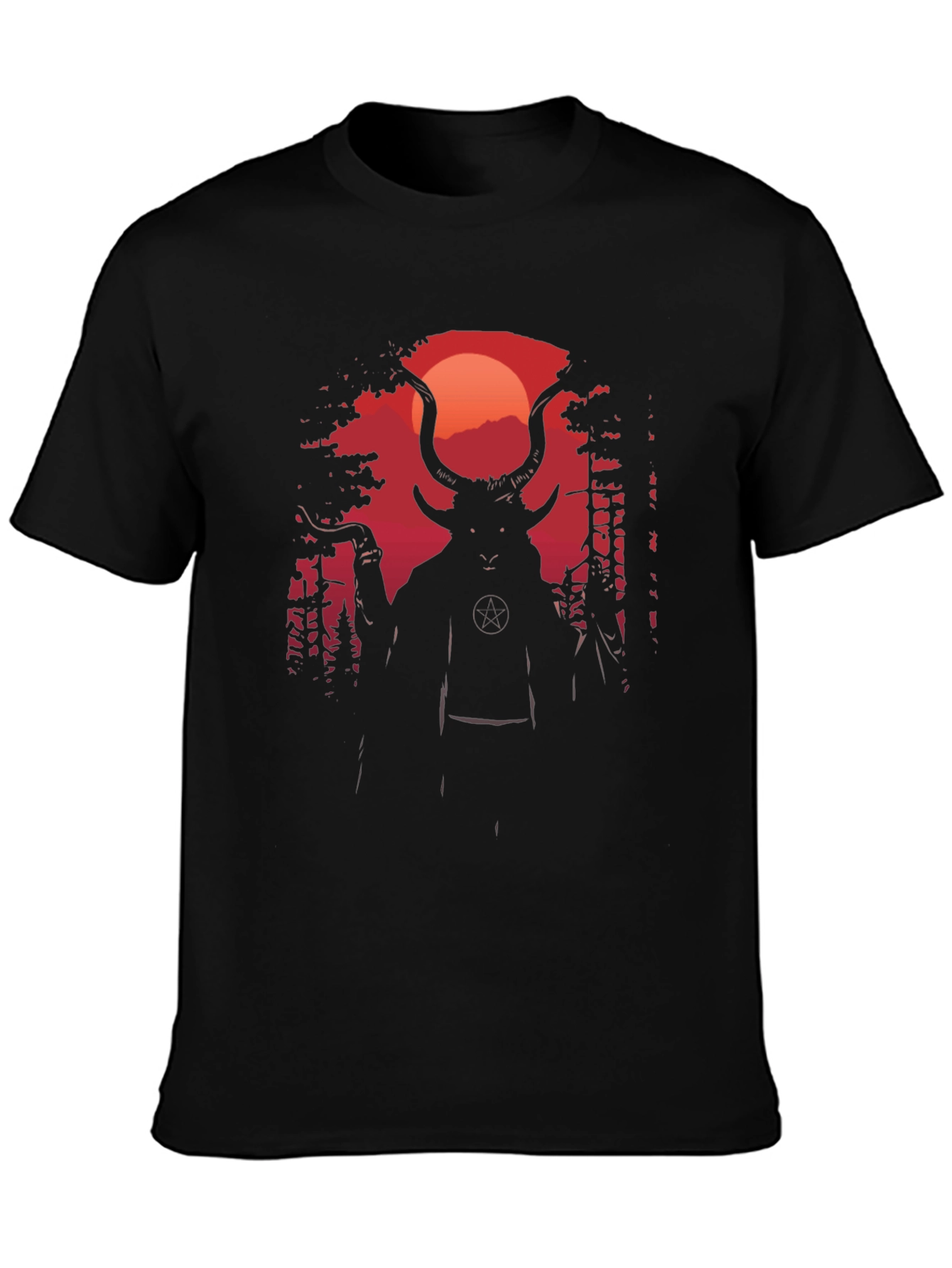 Occult Baphomet Graphic Tee - Black Cotton Shirt