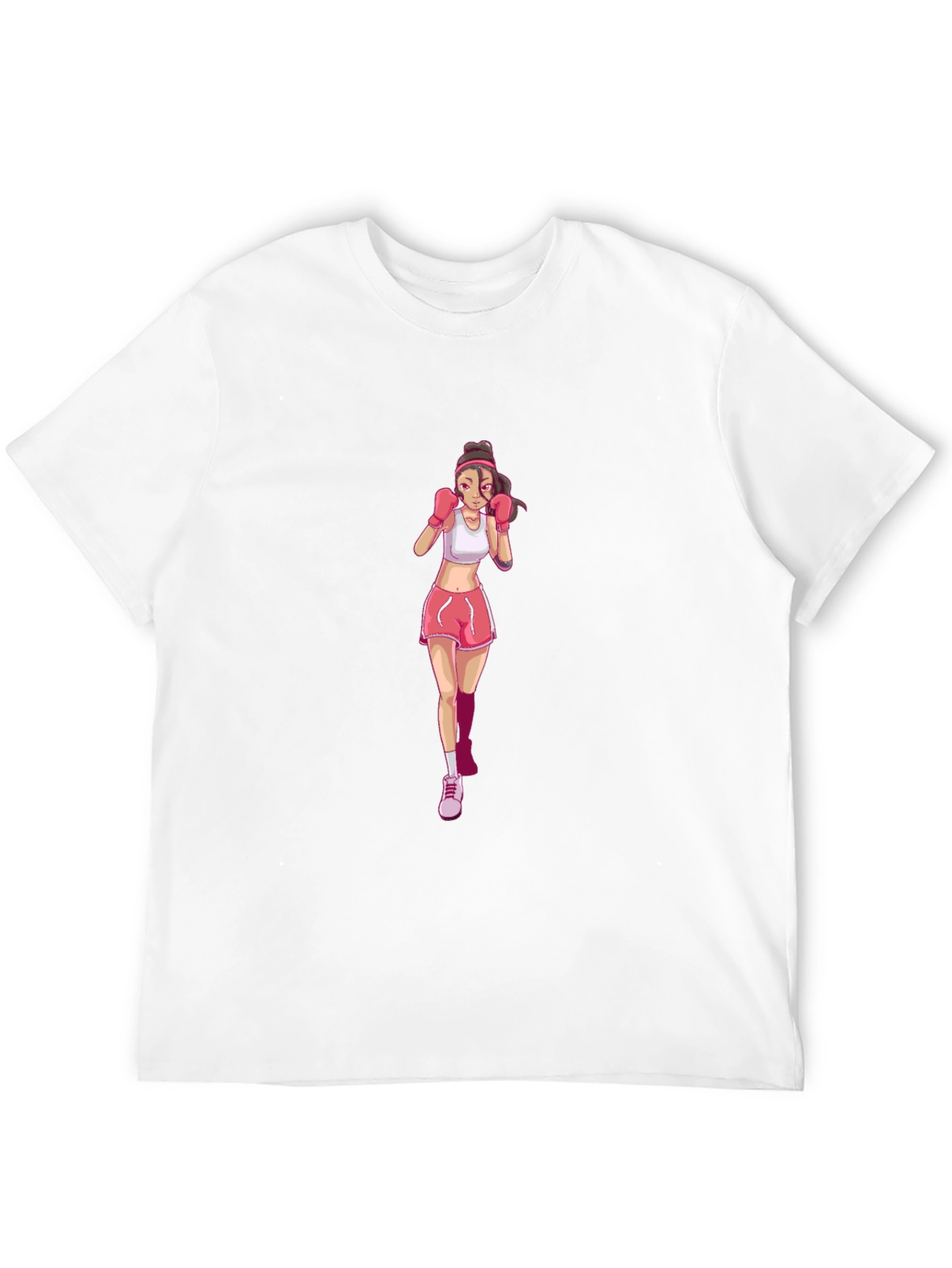 Boxing Girl Graphic Tee - Black Cotton T-Shirt