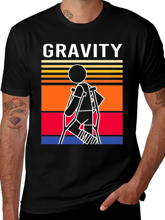 Gravity Stick Figure Crutches T-Shirt