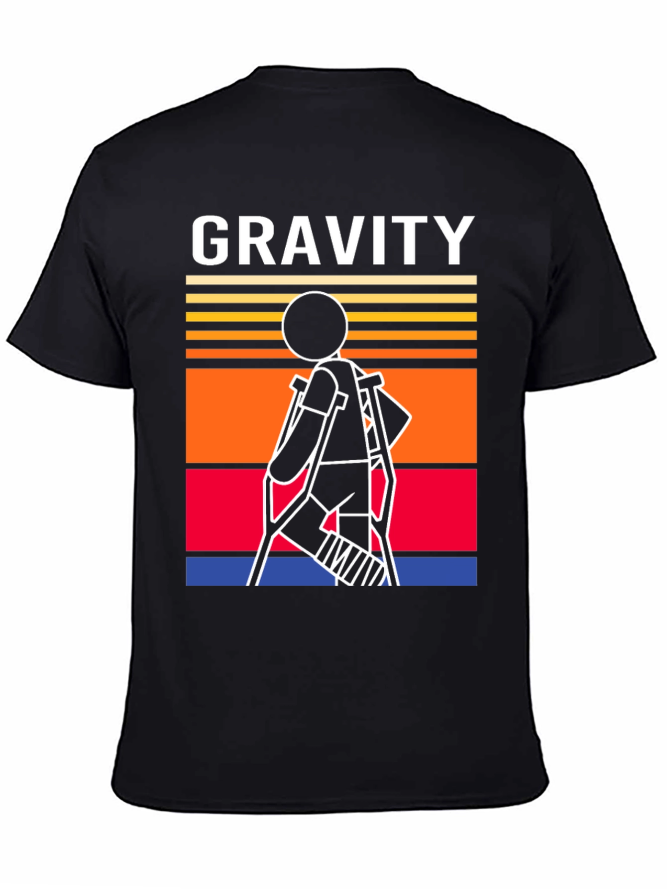 Gravity Stick Figure Crutches T-Shirt