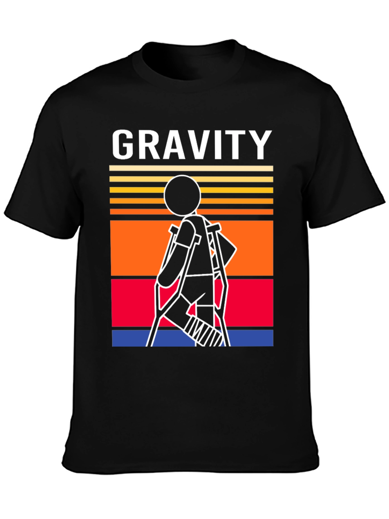 Gravity Stick Figure Crutches T-Shirt