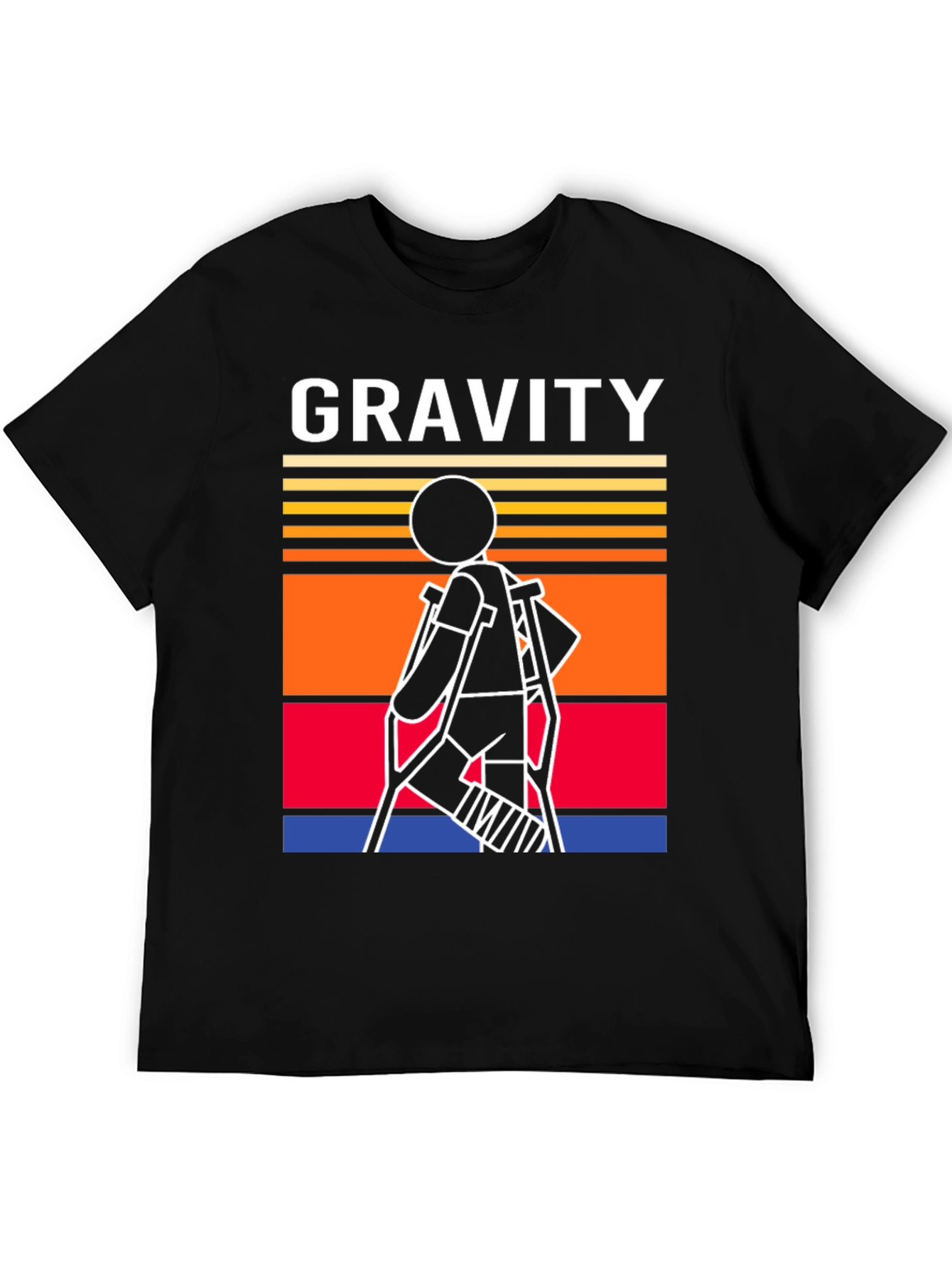 Gravity Stick Figure Crutches T-Shirt