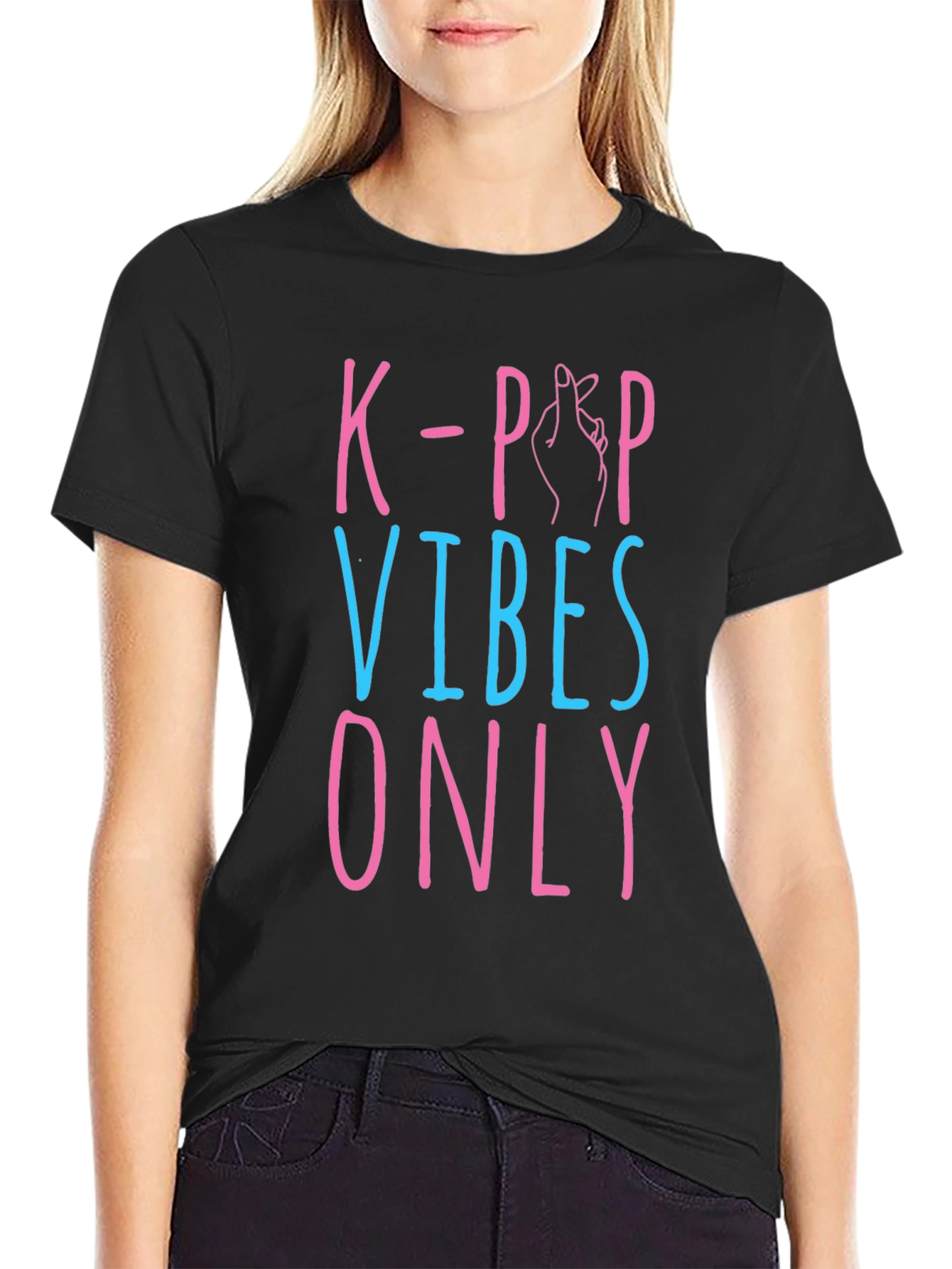 K-Pop Vibes Only Graphic Tee - Black