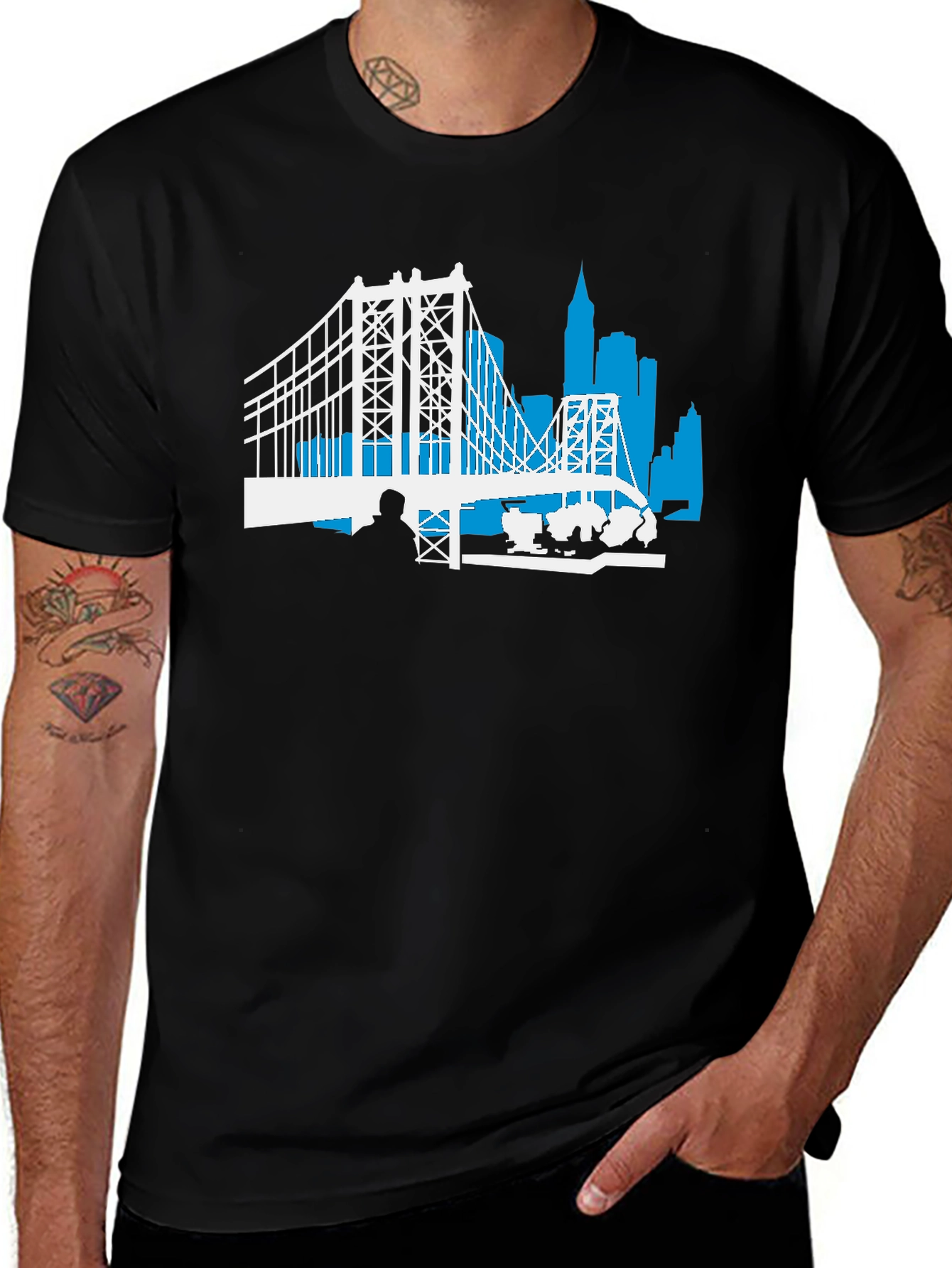 Brooklyn Bridge T-Shirt - Mens Black Graphic Tee