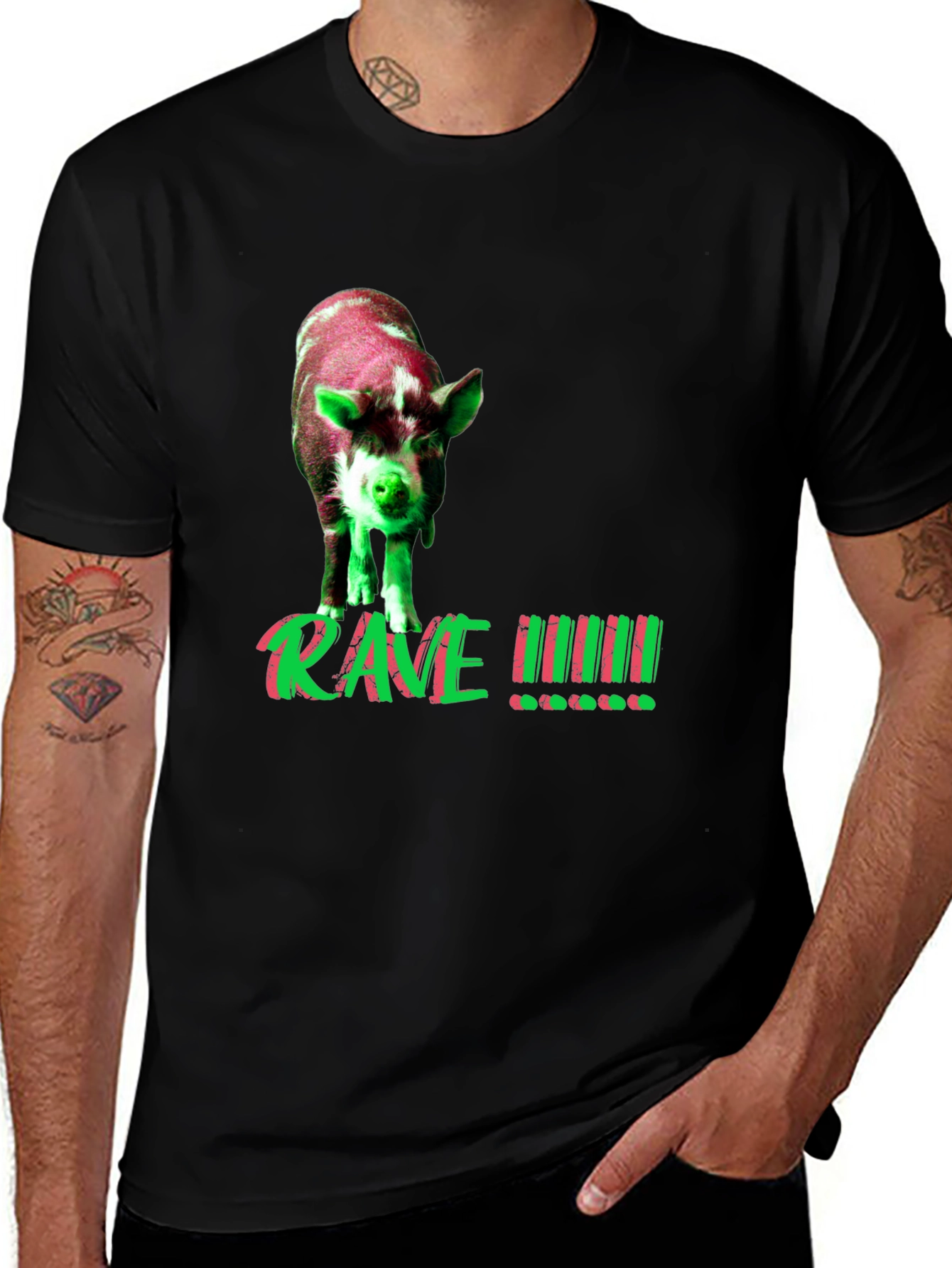 Rave Pig Graphic Tee - Black T-Shirt