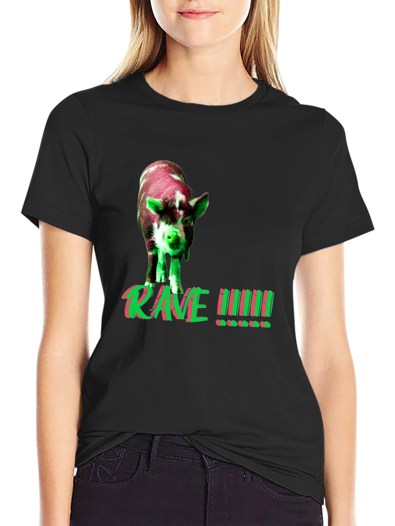 Rave Pig Graphic Tee - Black T-Shirt