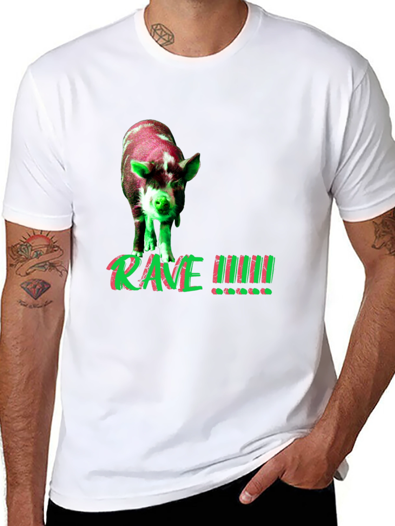 Rave Pig Graphic Tee - Black T-Shirt