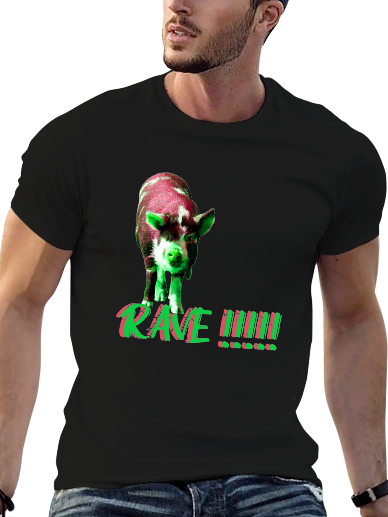 Rave Pig Graphic Tee - Black T-Shirt