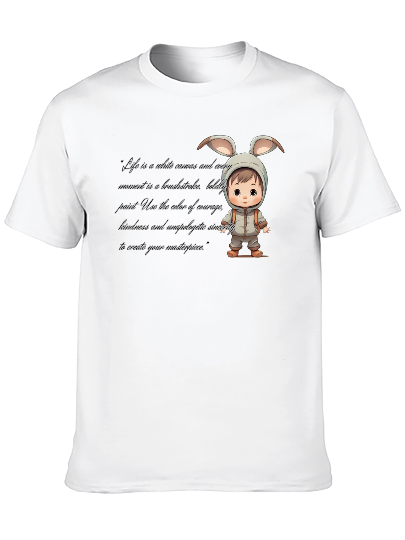 Cute Bunny Baby Art Black T-Shirt