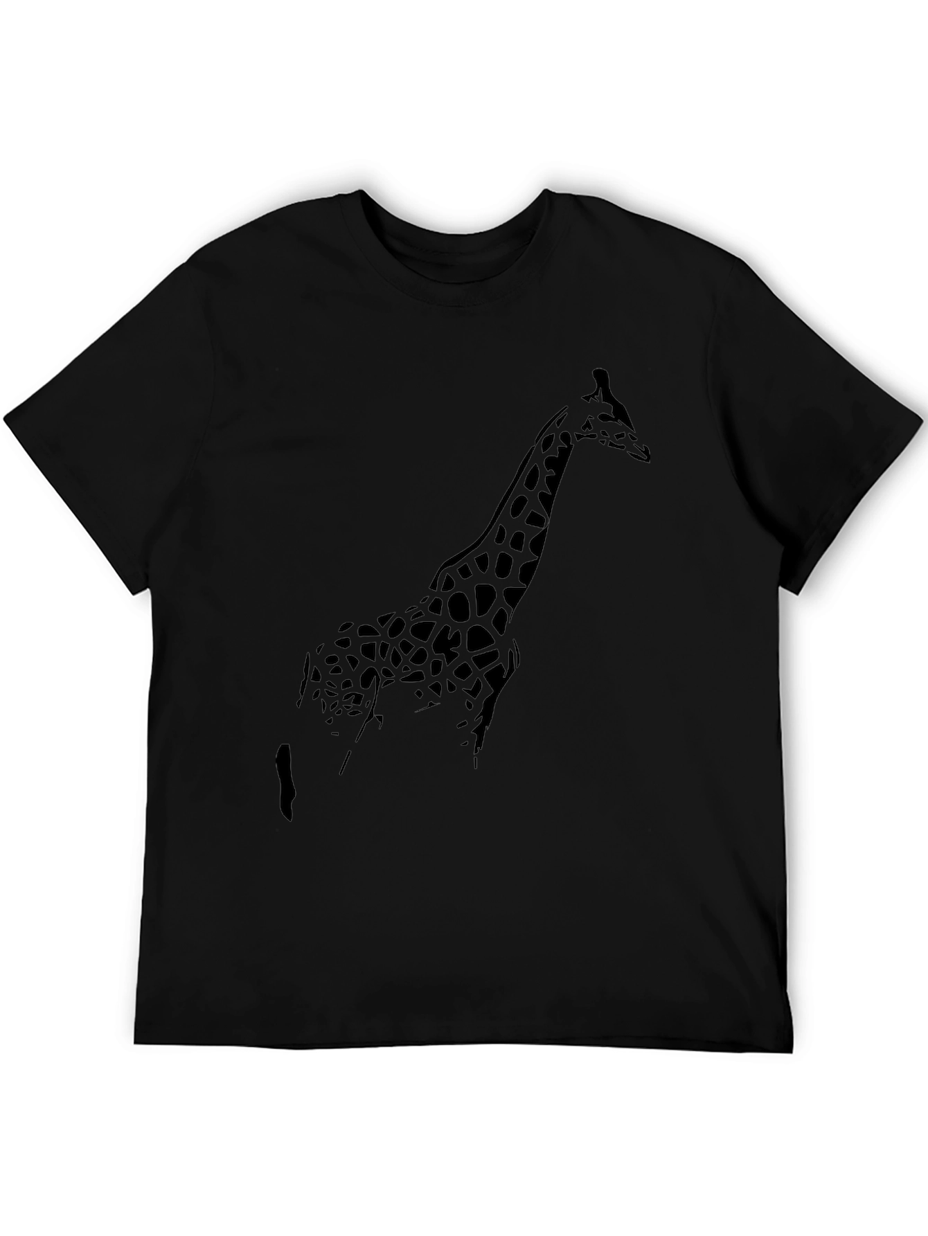 Giraffe Silhouette Mens Black T-Shirt