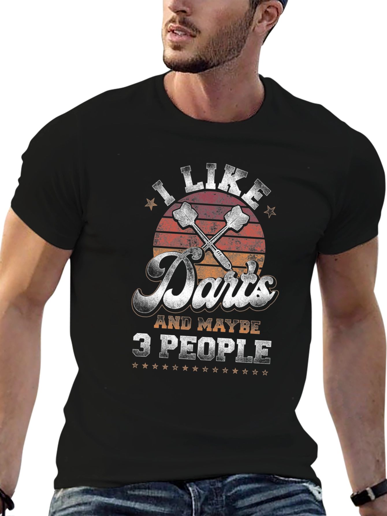 I Like Darts and Maybe 3 People Black T-Shirt