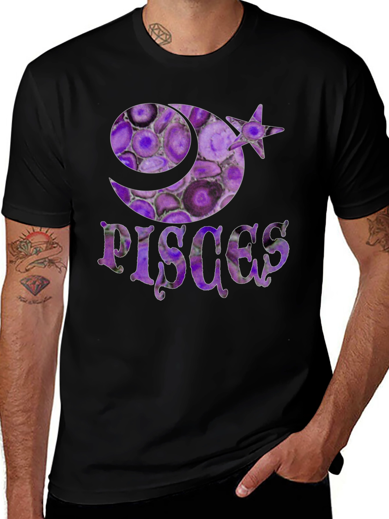 Pisces Zodiac Sign T-Shirt - Purple Agate Style