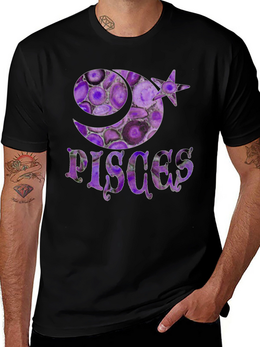 Pisces Zodiac Sign T-Shirt - Purple Agate Style