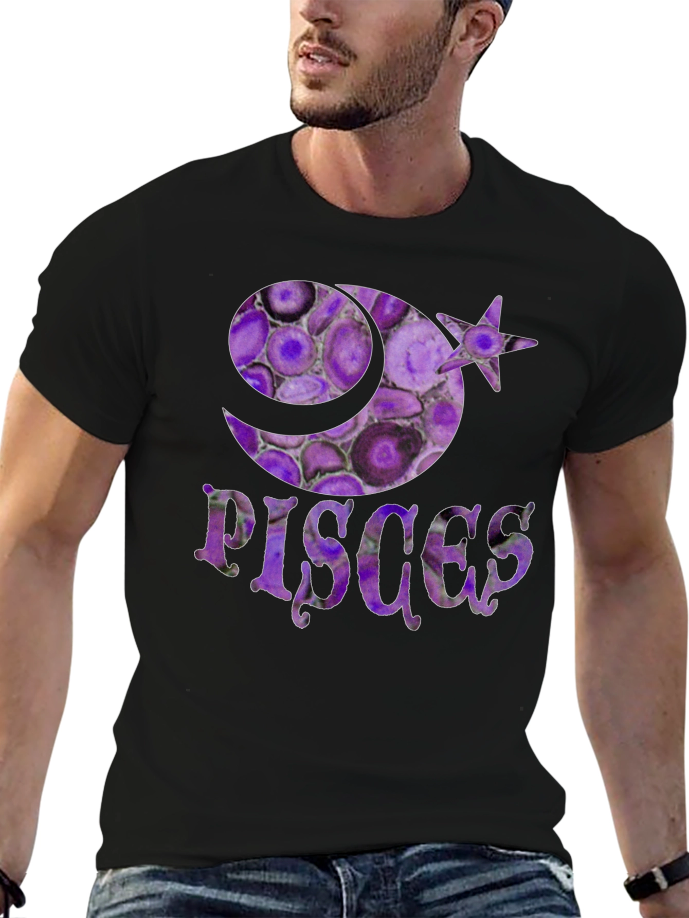 Pisces Zodiac Sign T-Shirt - Purple Agate Style