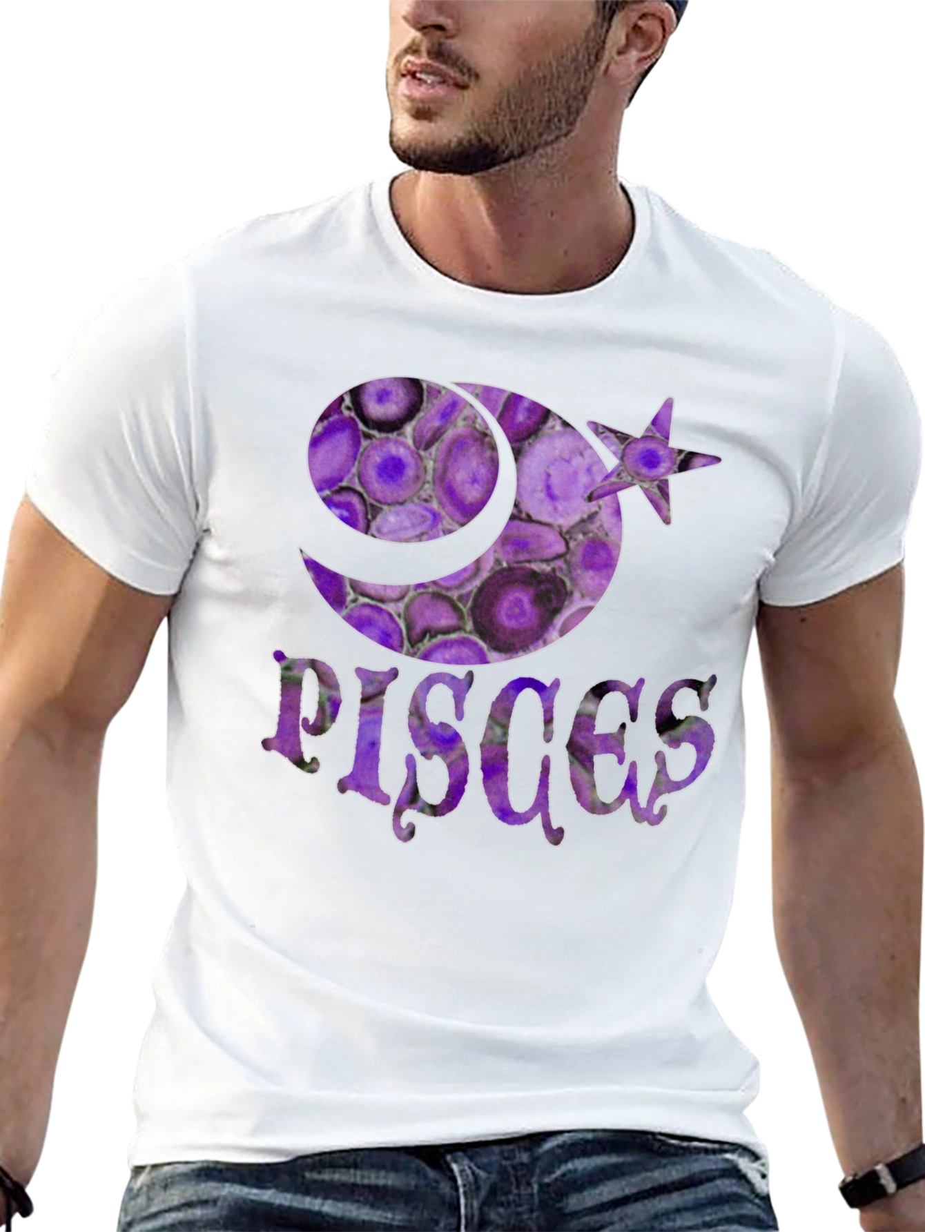Pisces Zodiac Sign T-Shirt - Purple Agate Style