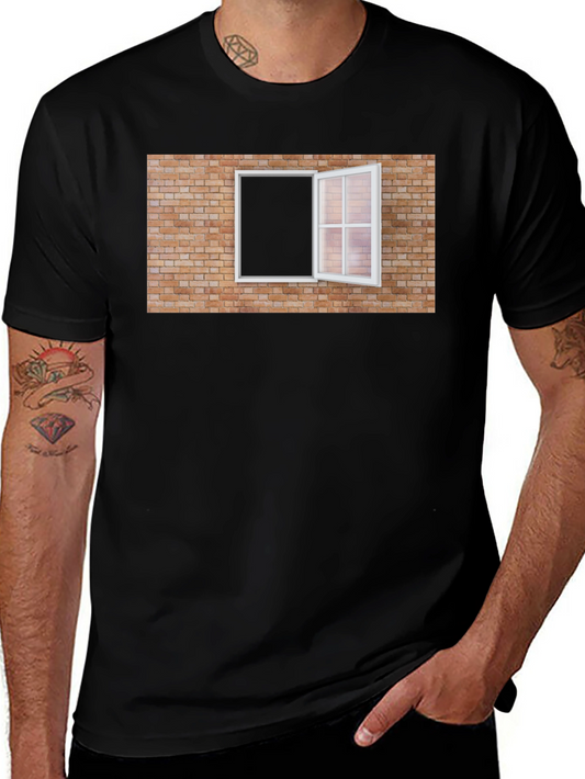 Brick Wall Window Graphic Tee - Unique Design