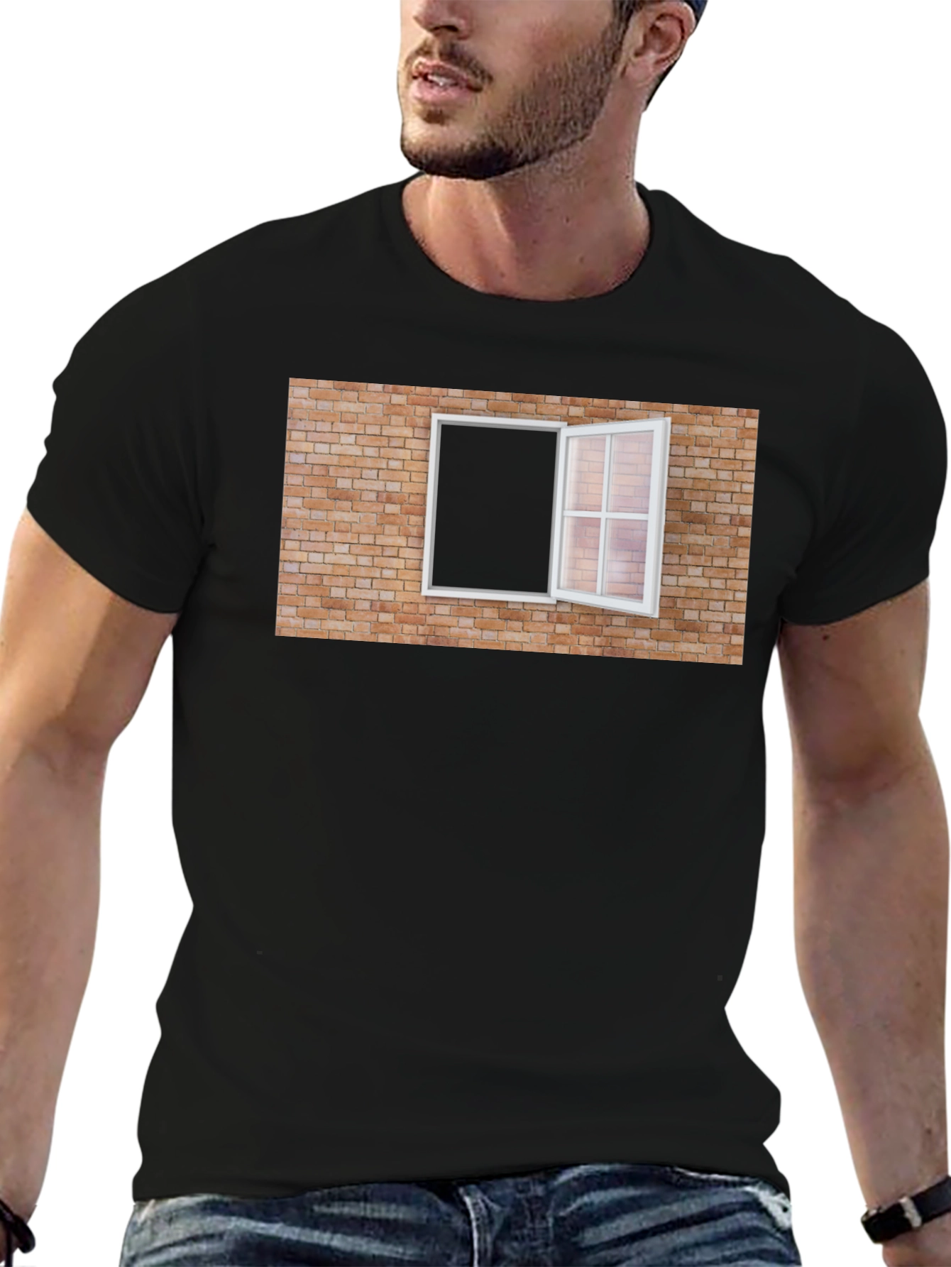 Brick Wall Window Graphic Tee - Unique Design