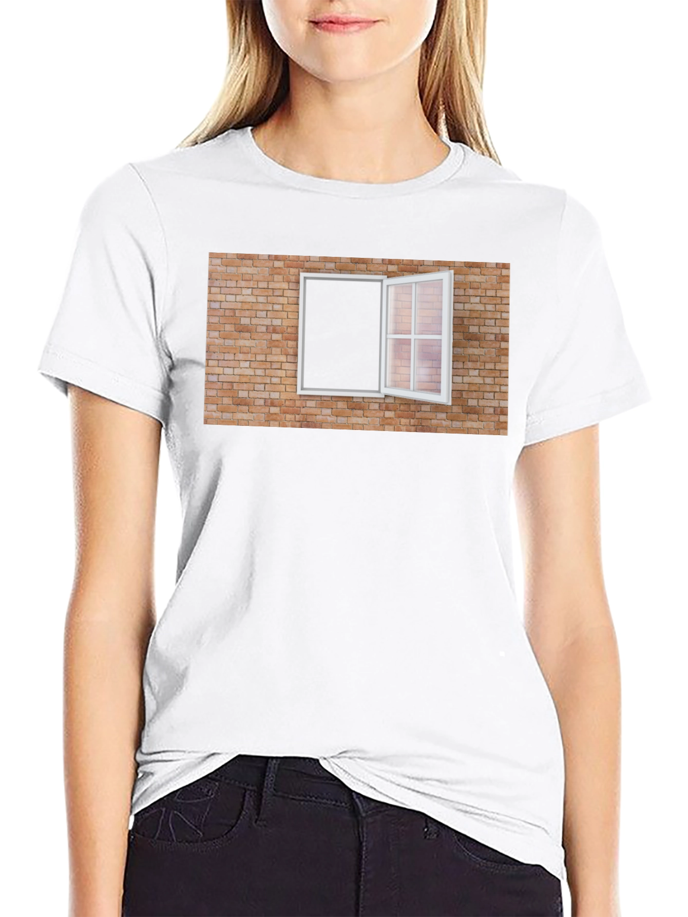 Brick Wall Window Graphic Tee - Unique Design