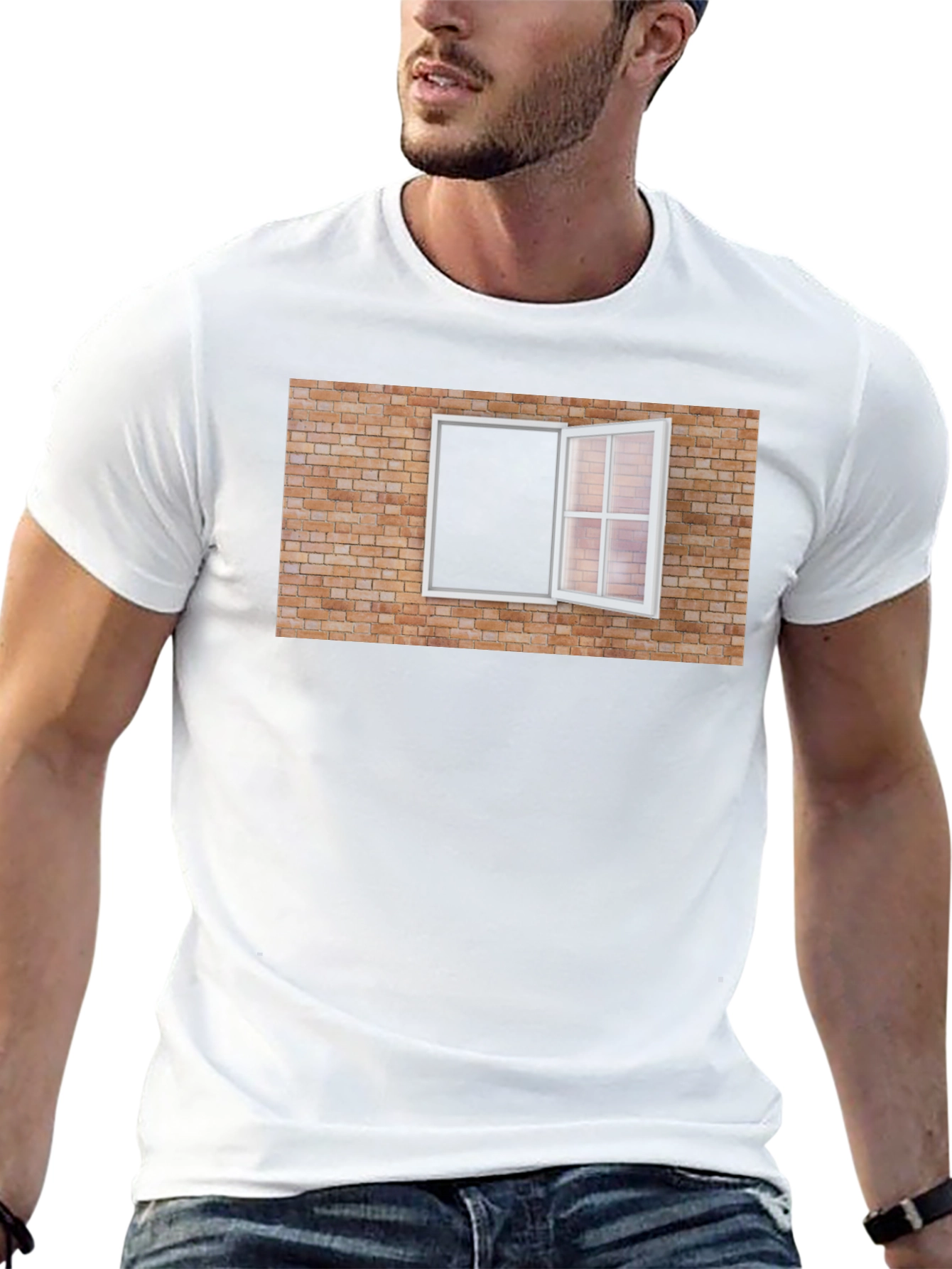 Brick Wall Window Graphic Tee - Unique Design